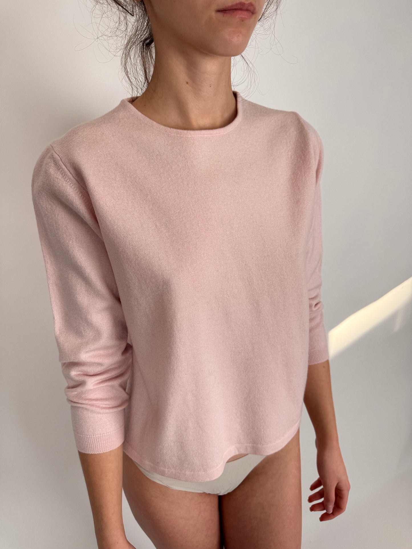 Pulover italian petite baby pink din lana merino extrafina