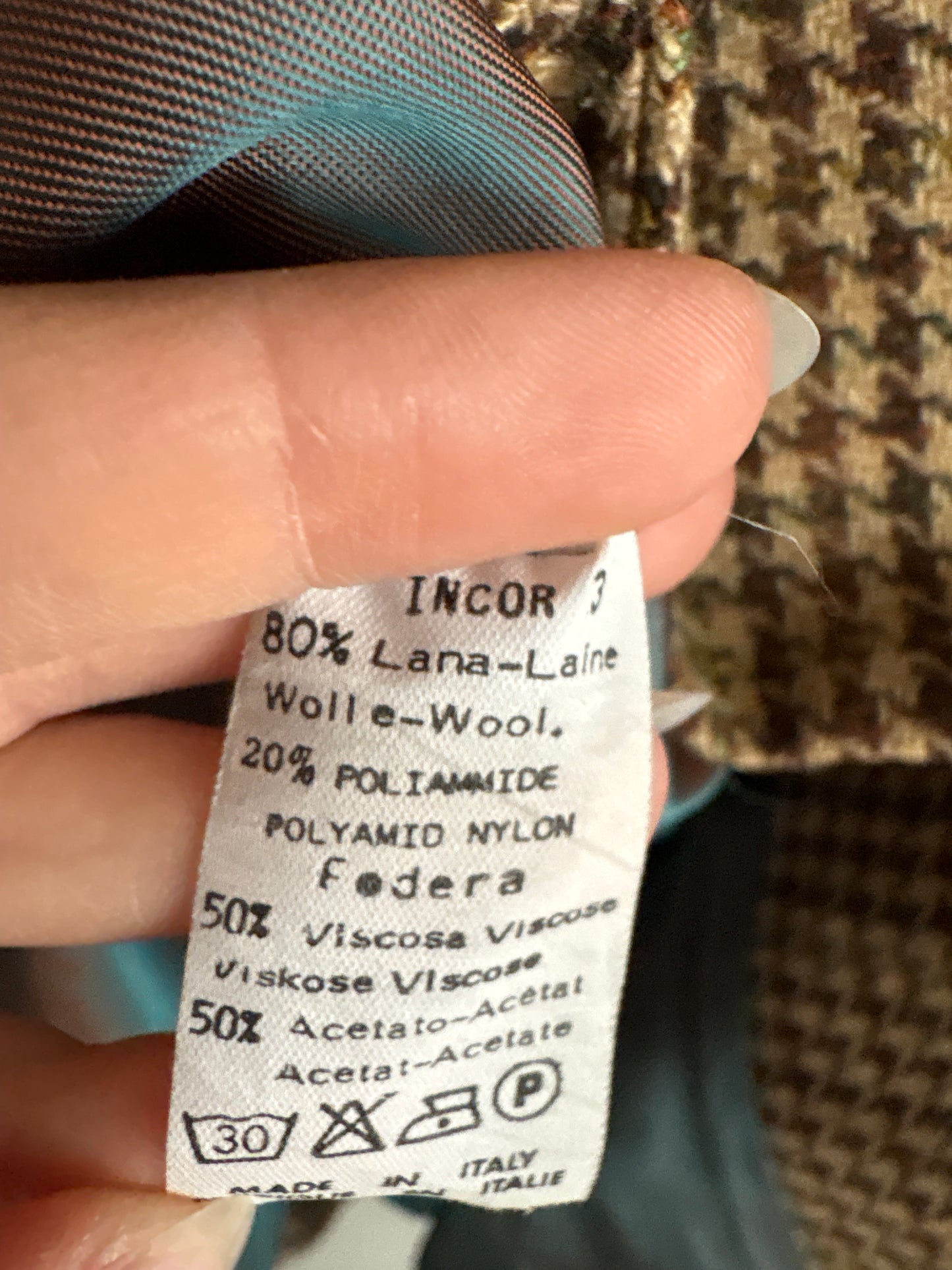 Sacou camel pied de coq în carouri din tweed gros în culori clasice