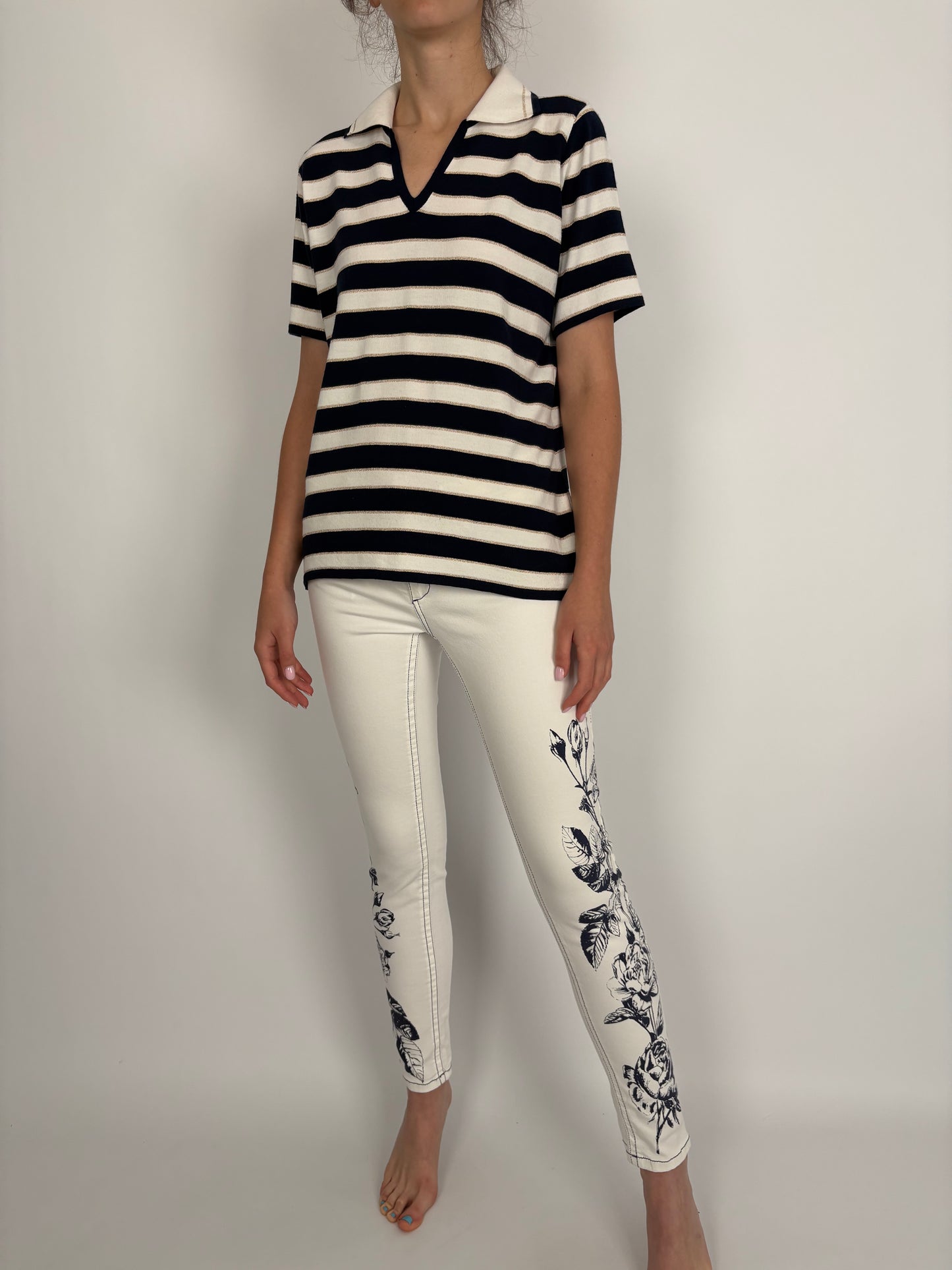 Jeans luxury Marc Cain modelator de vară cu influențe Navy