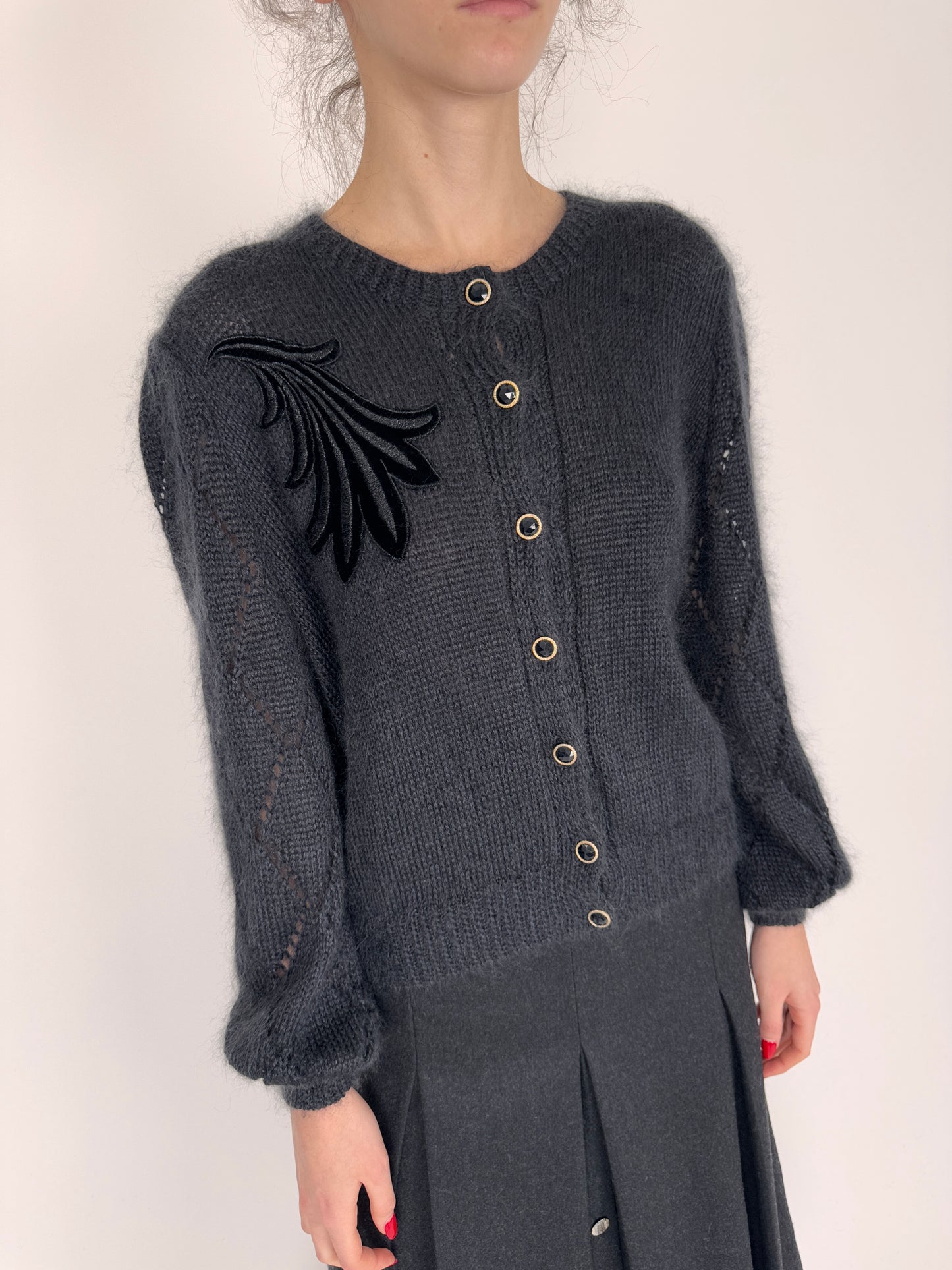 Cardigan vintage excepțional din lana extreem de fină și Angora