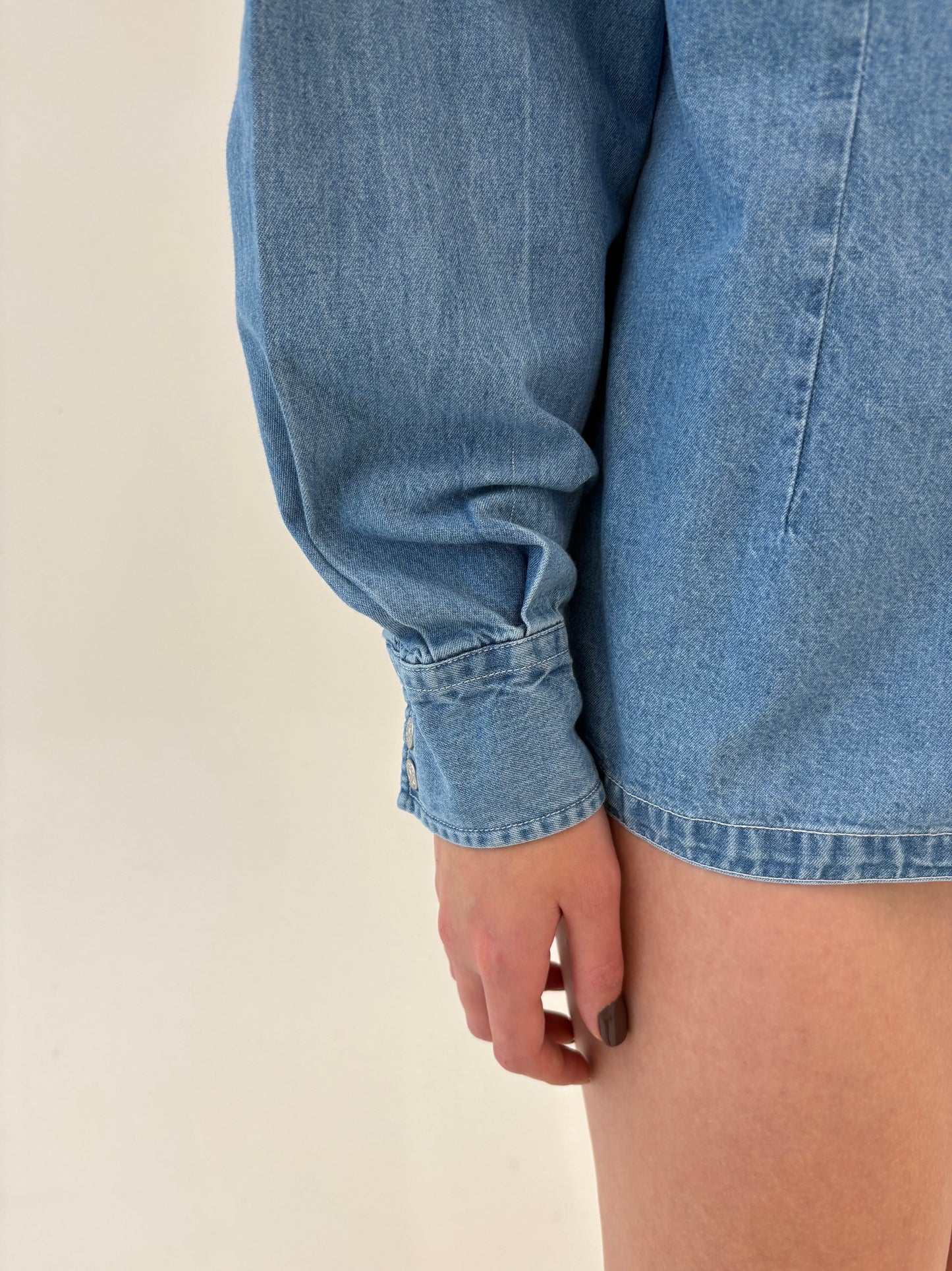 Cămașa vintage italiană din jeans moale de bumbac