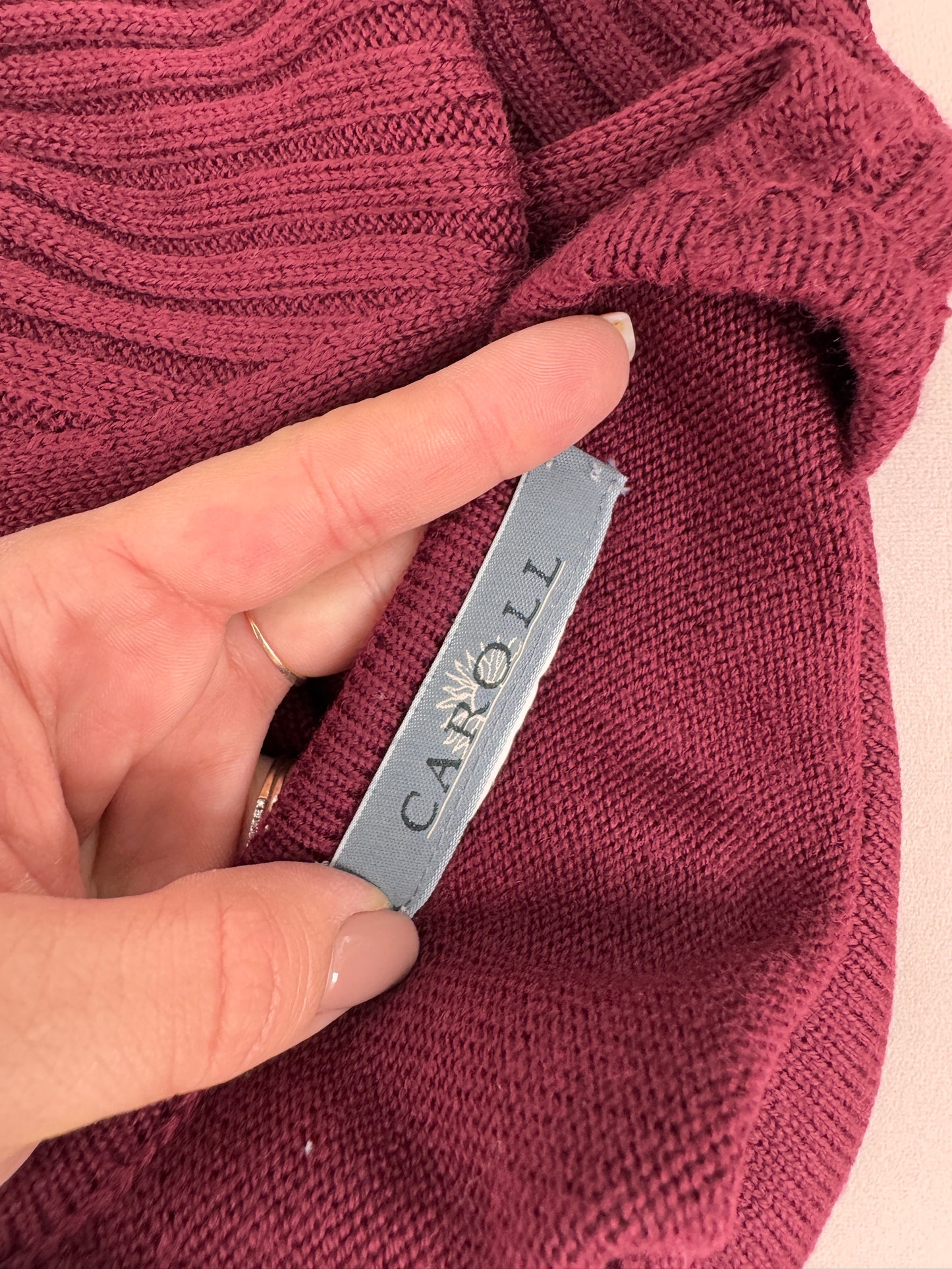 Pulover de brand prmemium burgundy din lana extrafina