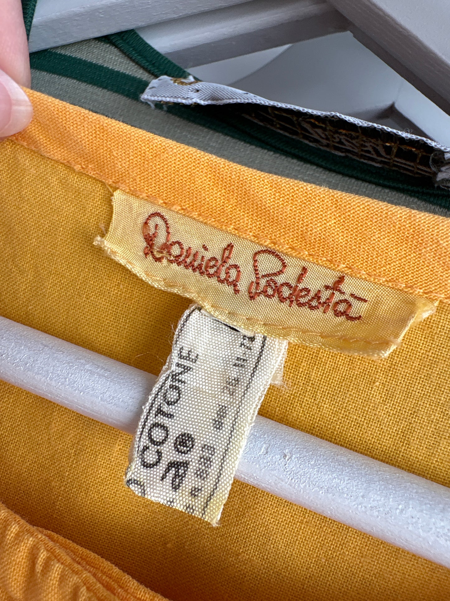 Rochie din canvas de bumbac saffron yellow de designer vintage italian