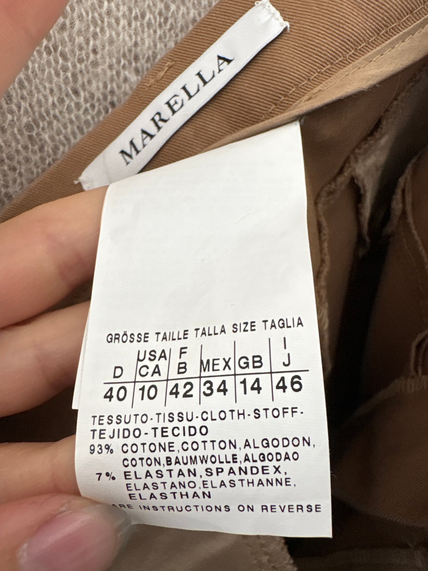 Pantaloni Camel Marella by Max Mara din gabardină de bumbac ușor strech
