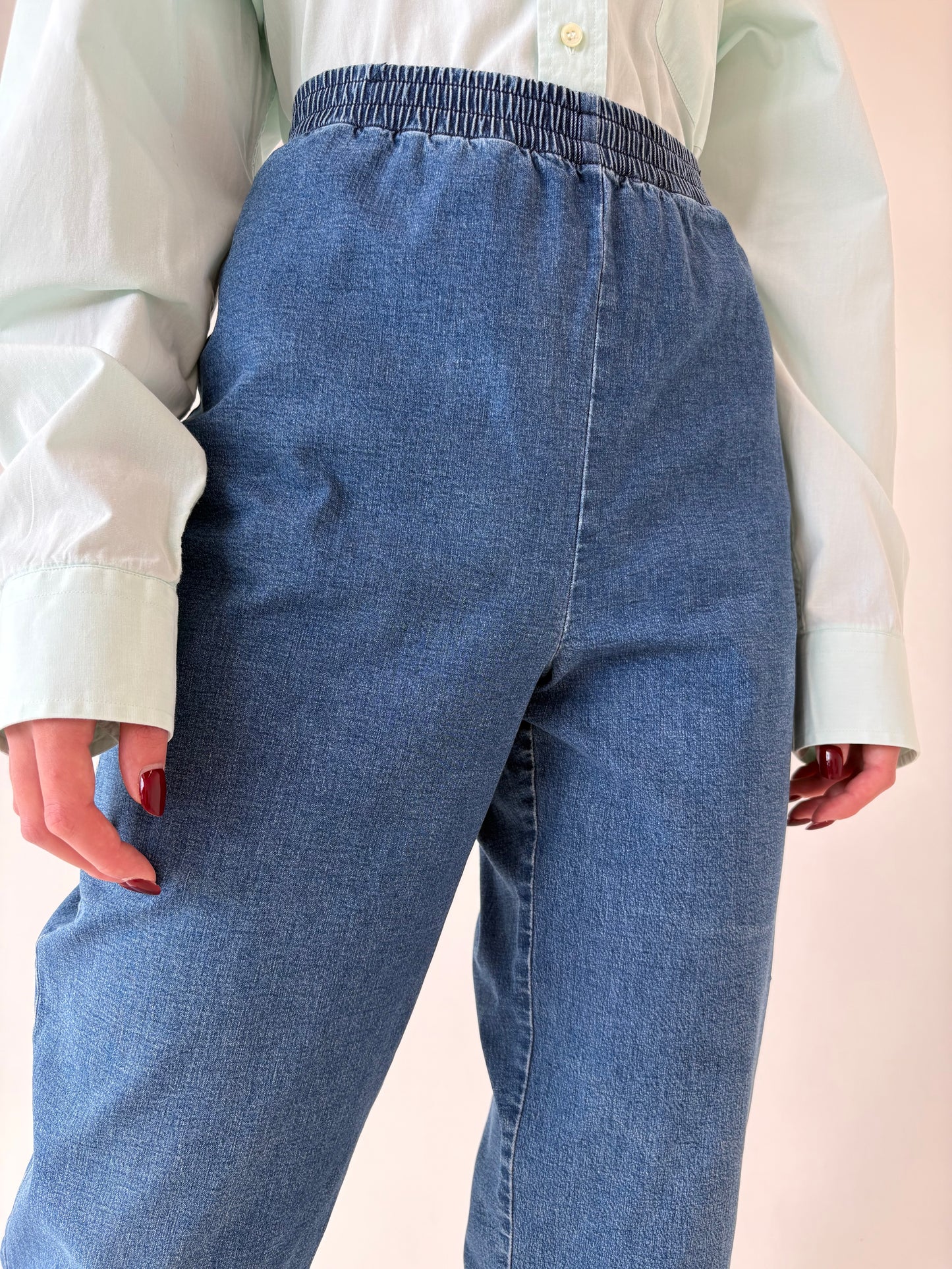 Jeans vintage ultra confort modelator classic wash cu talie mai generoasă