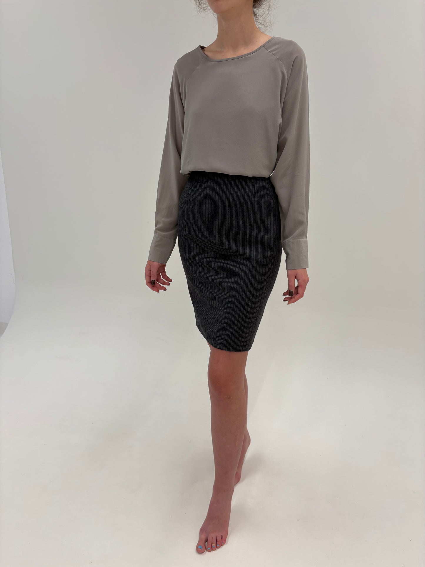 Fustă Marella by Max Mara din lana cu cașmir și dungi fine verticale