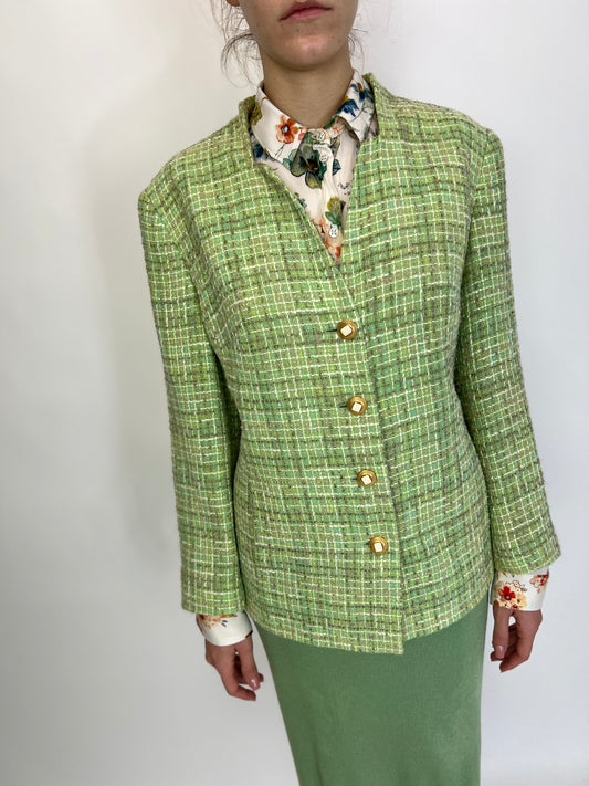 Sacou din tweed în nuanțe de verde