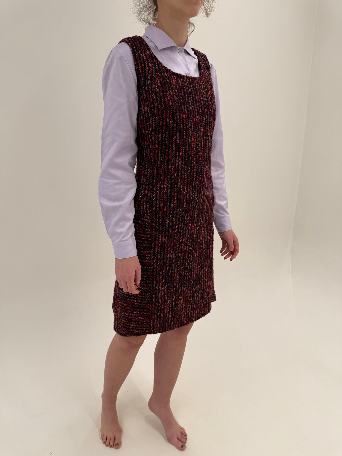 Sarafan în stil Chanel din tweed gros de lana în culori superbe