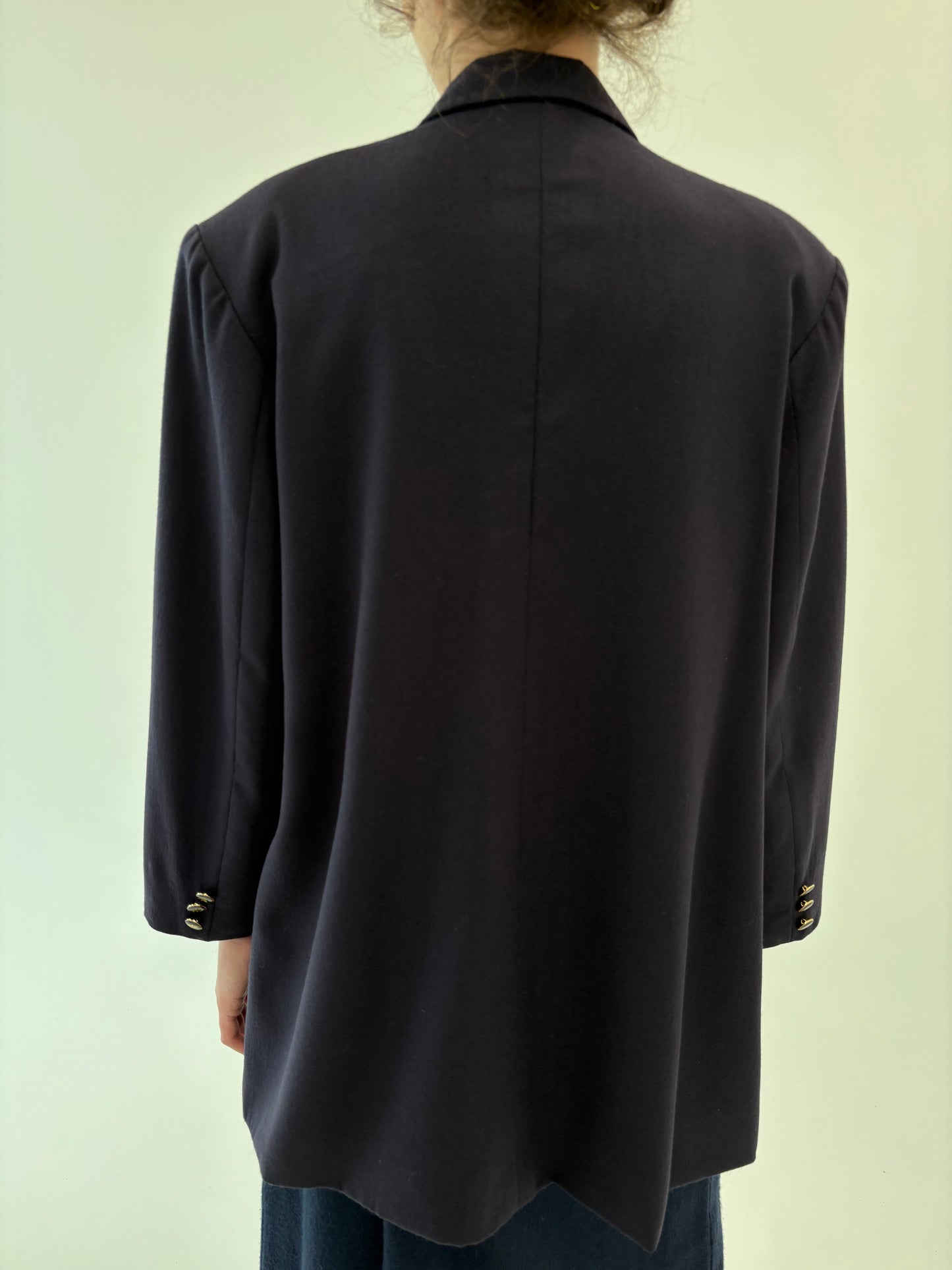 Sacou vintage Navy petite din lana extrafina cu închidere dublă