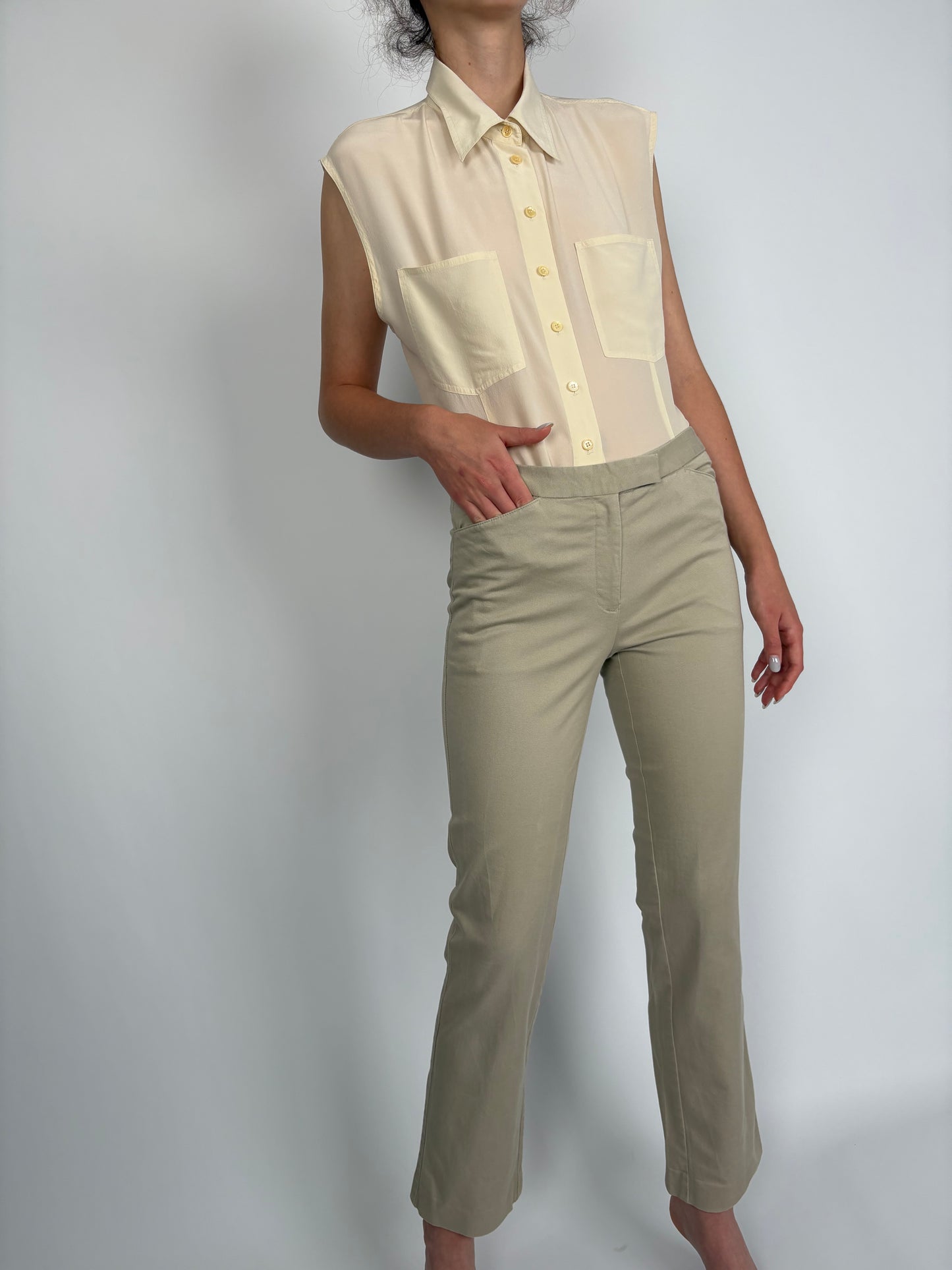 Pantaloni din poplin strech de bumbac Tommy Hilfiger