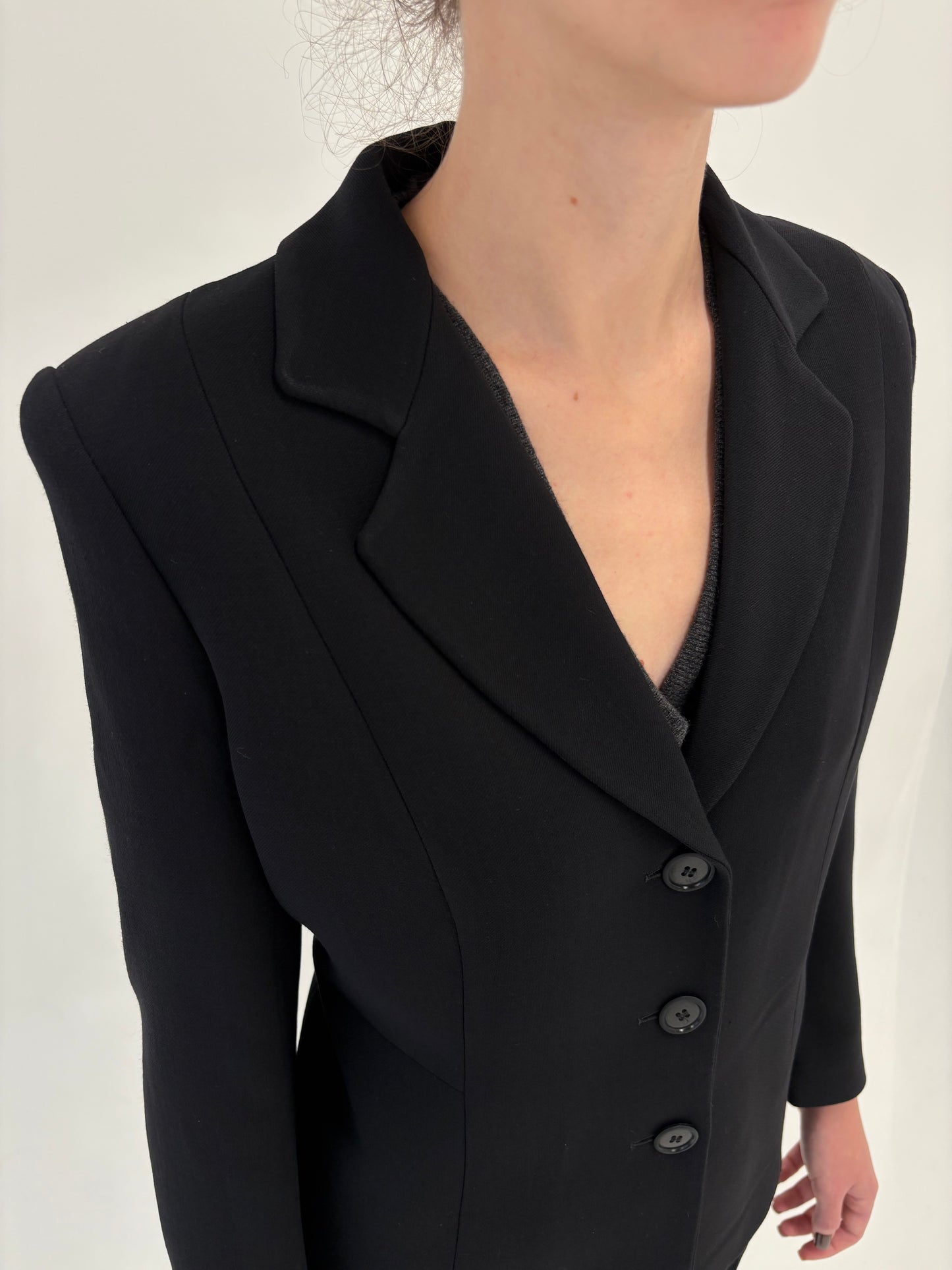 Sacou negru petite de brand luxury Marina Rinaldi din lana extafina de la zi la seară