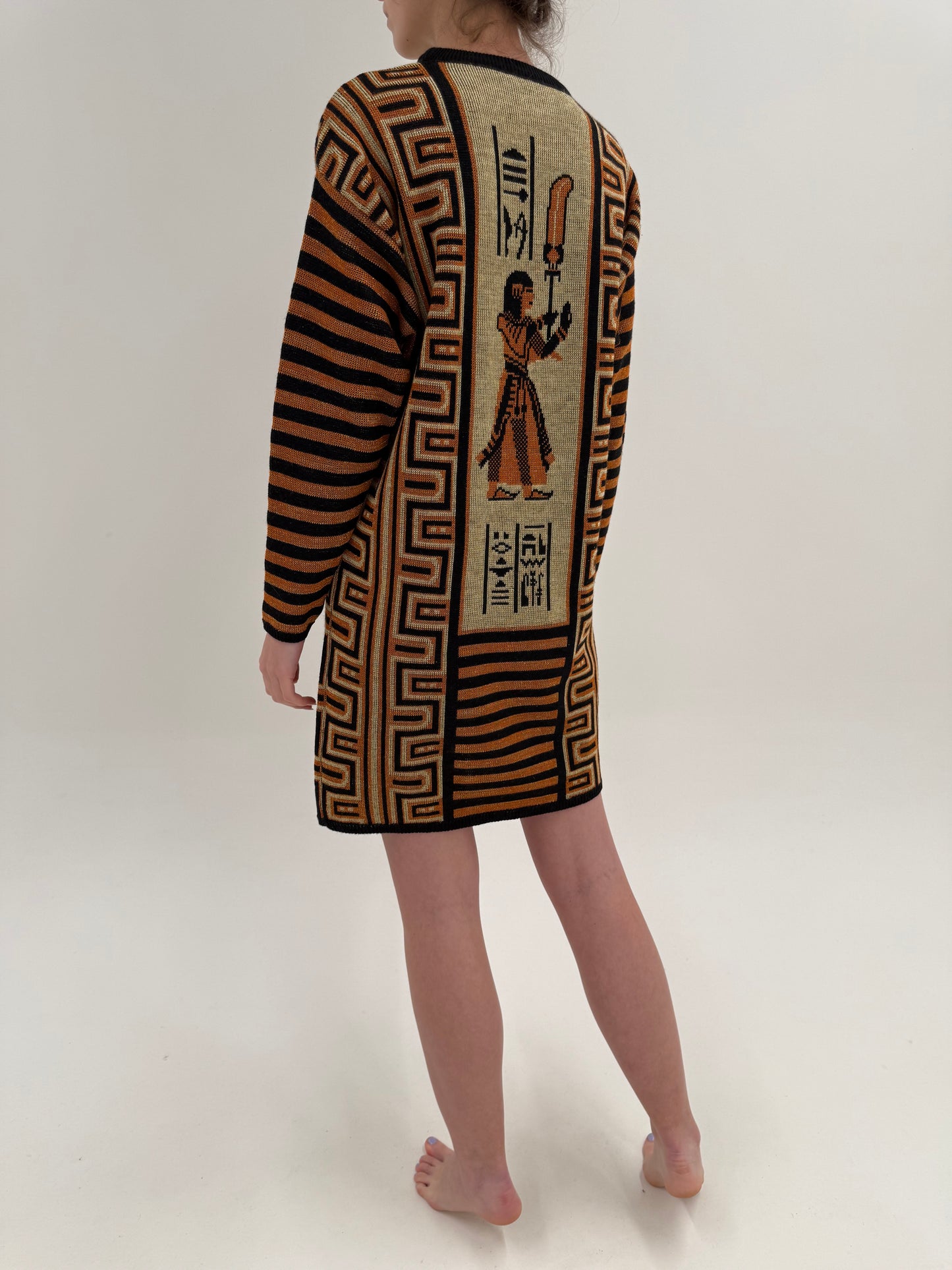 Rochie old vintage mid 80s din lana extrafina și lurex auriu