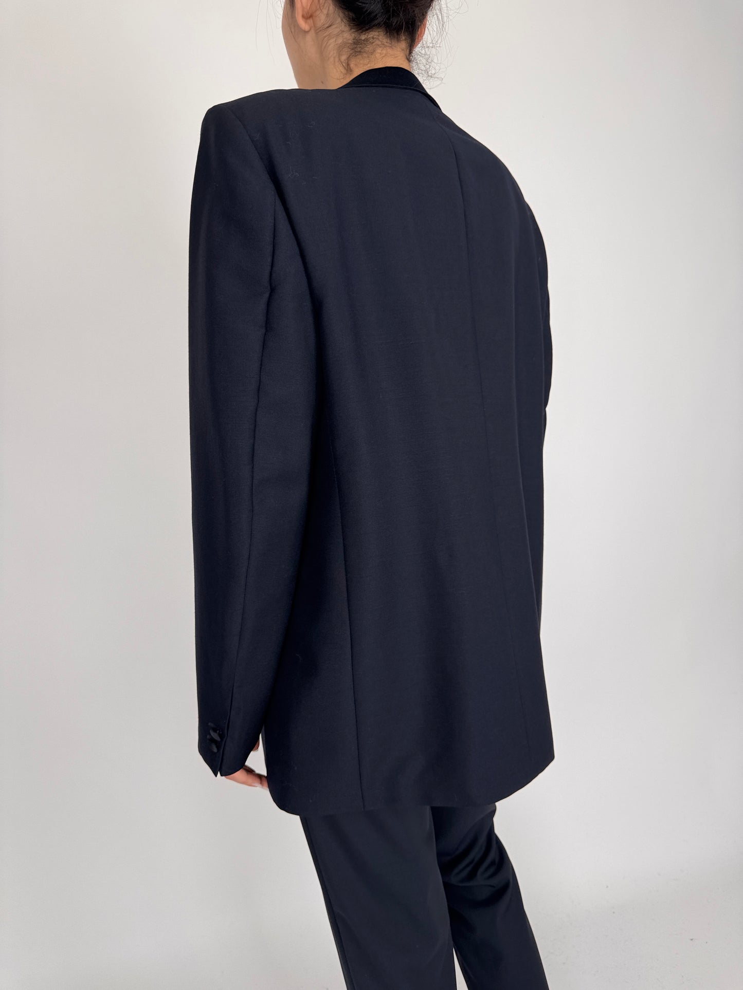 Sacou smoking dark Navy de ceremonie din stofă luxury