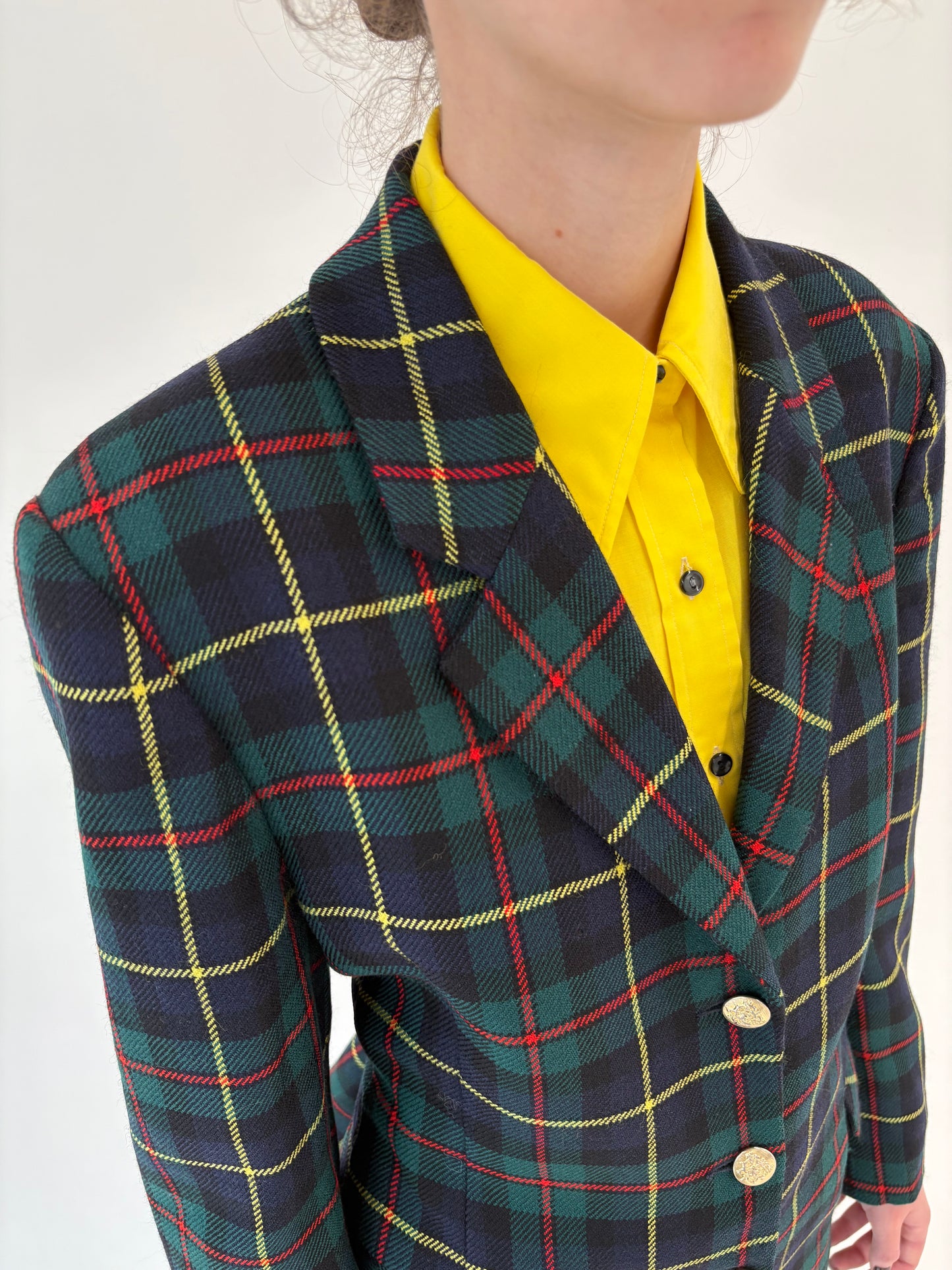 Sacou italian din Tartan gros de lana pura certificată ușor cambrat