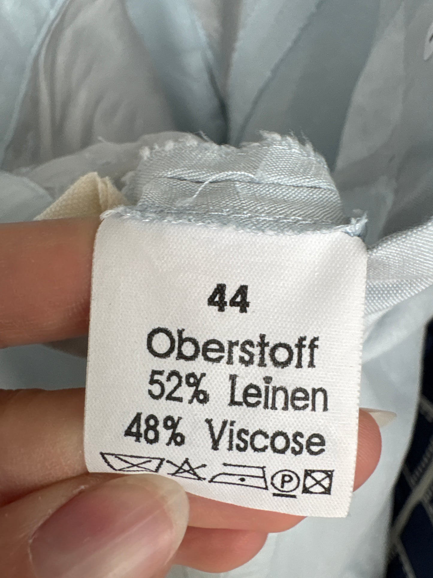 Pantaloni tall baby blue din pânză de in și vascoza cu talie ultra înaltă