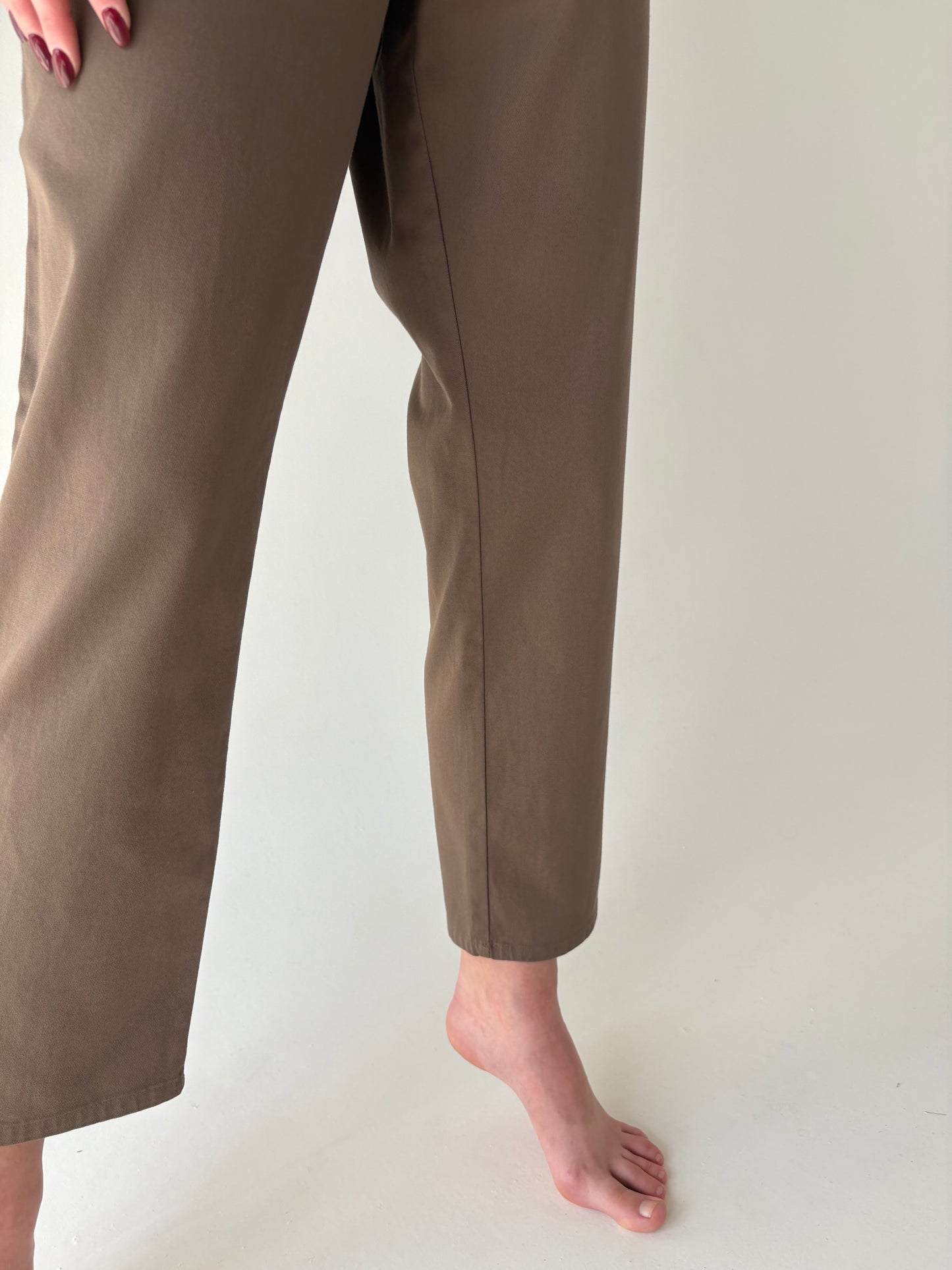 Jeans vintage confort chocolate brown cu talie ultra înaltă elastică