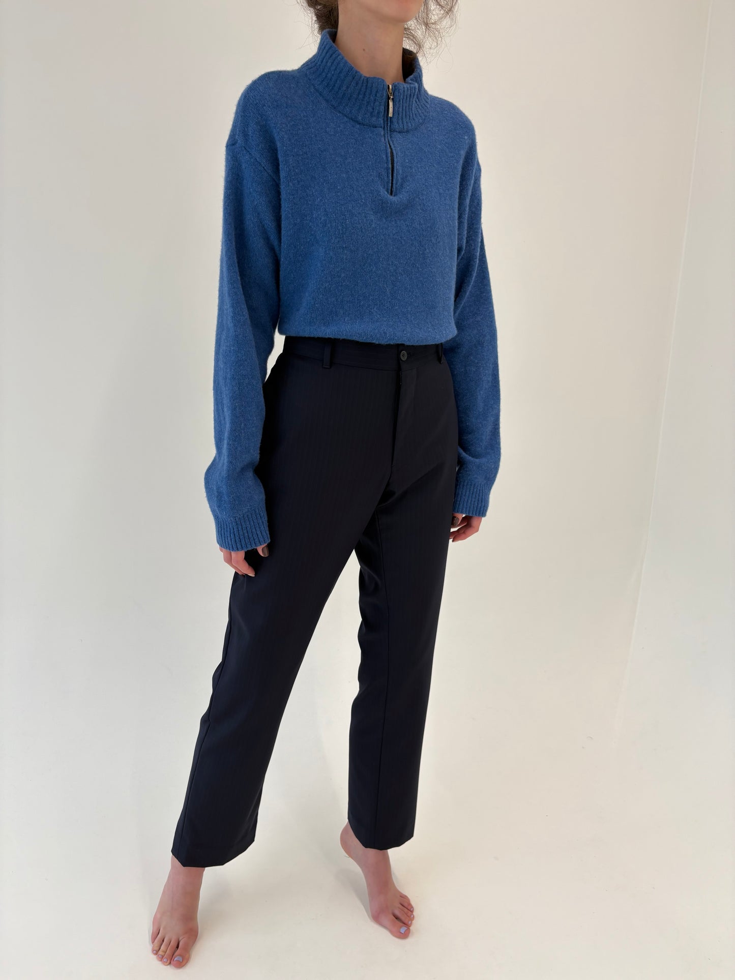 Costum în croi actual din lana extrafina tall Navy blue