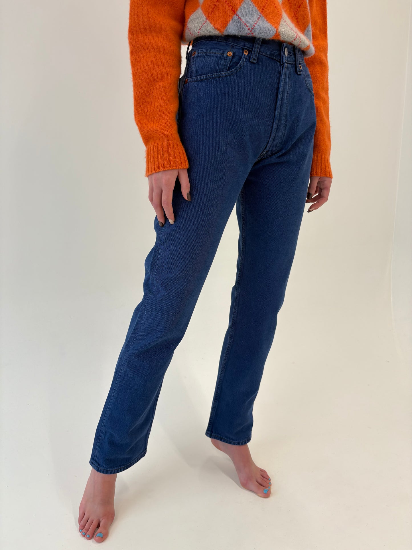 Jeans vintage Levi’s 501 tall indigo wash din jeans gros