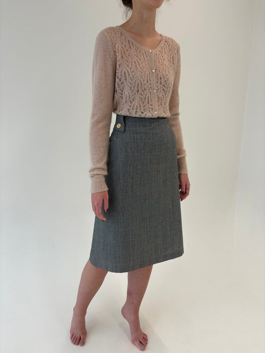 Fustă de brand luxury plus size italian Elena Miro pied de coq fin din lana