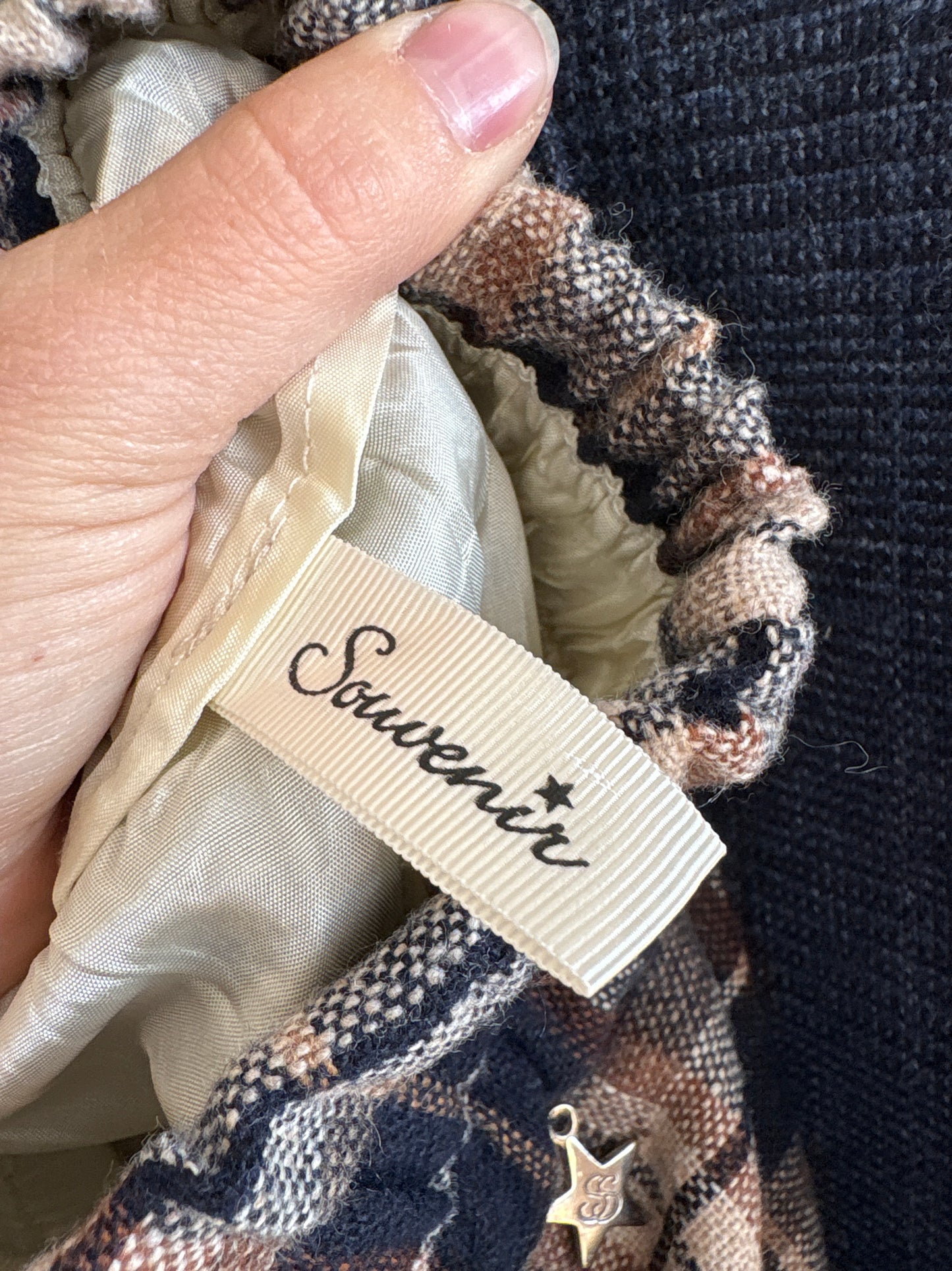 Pantaloni palazzo din Tartan de lana extrafina cu talie ultra înaltă elastică
