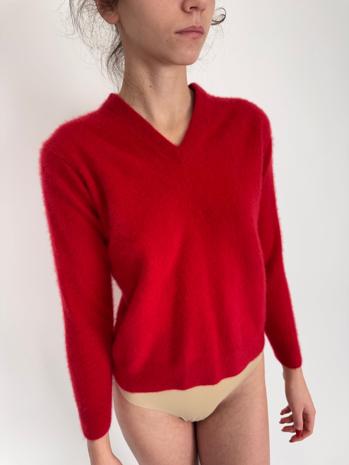 Pulover petite cherry red din cașmir gros multiply