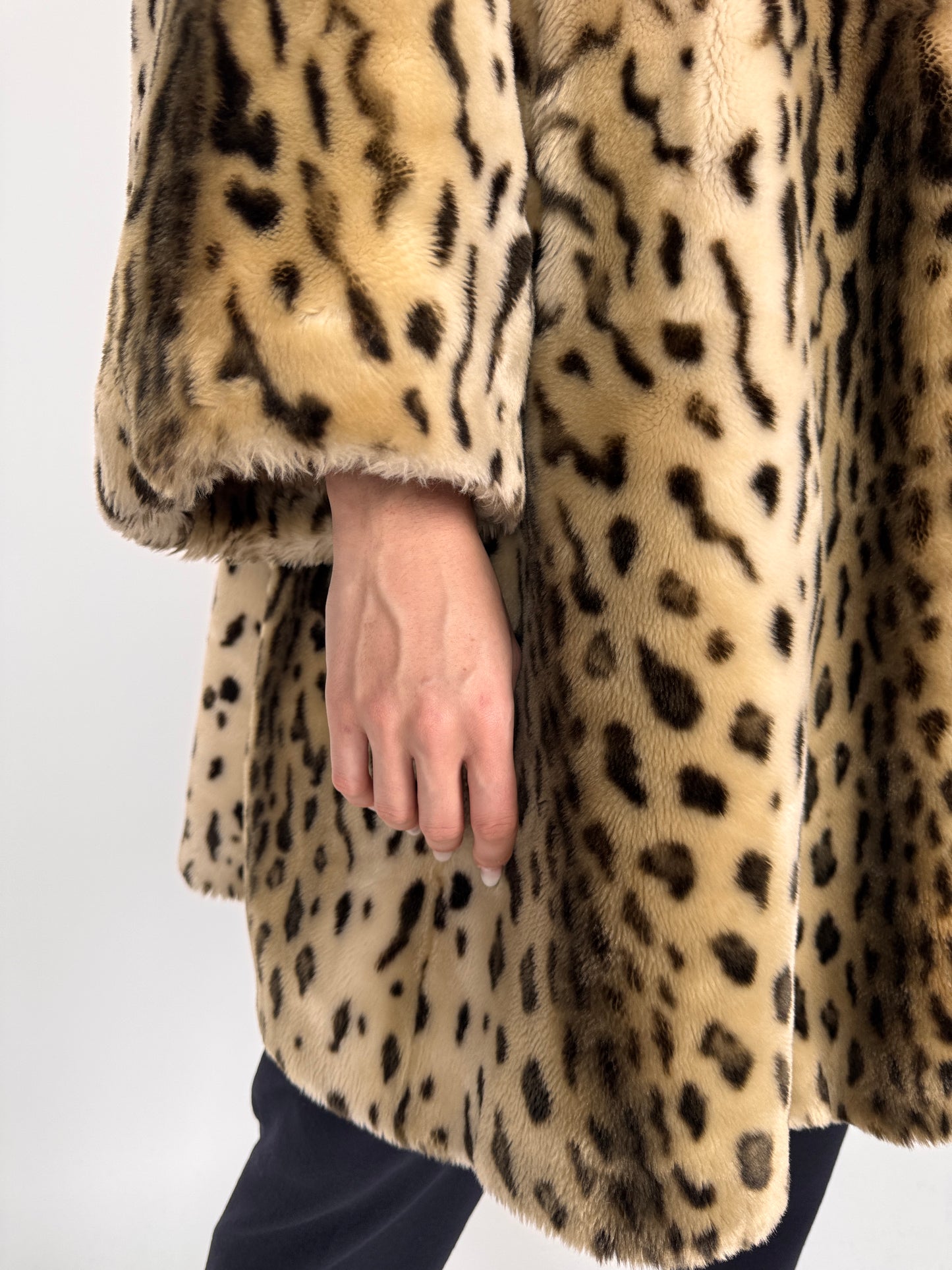 Teddy coat premium italian animal print în croi amplu