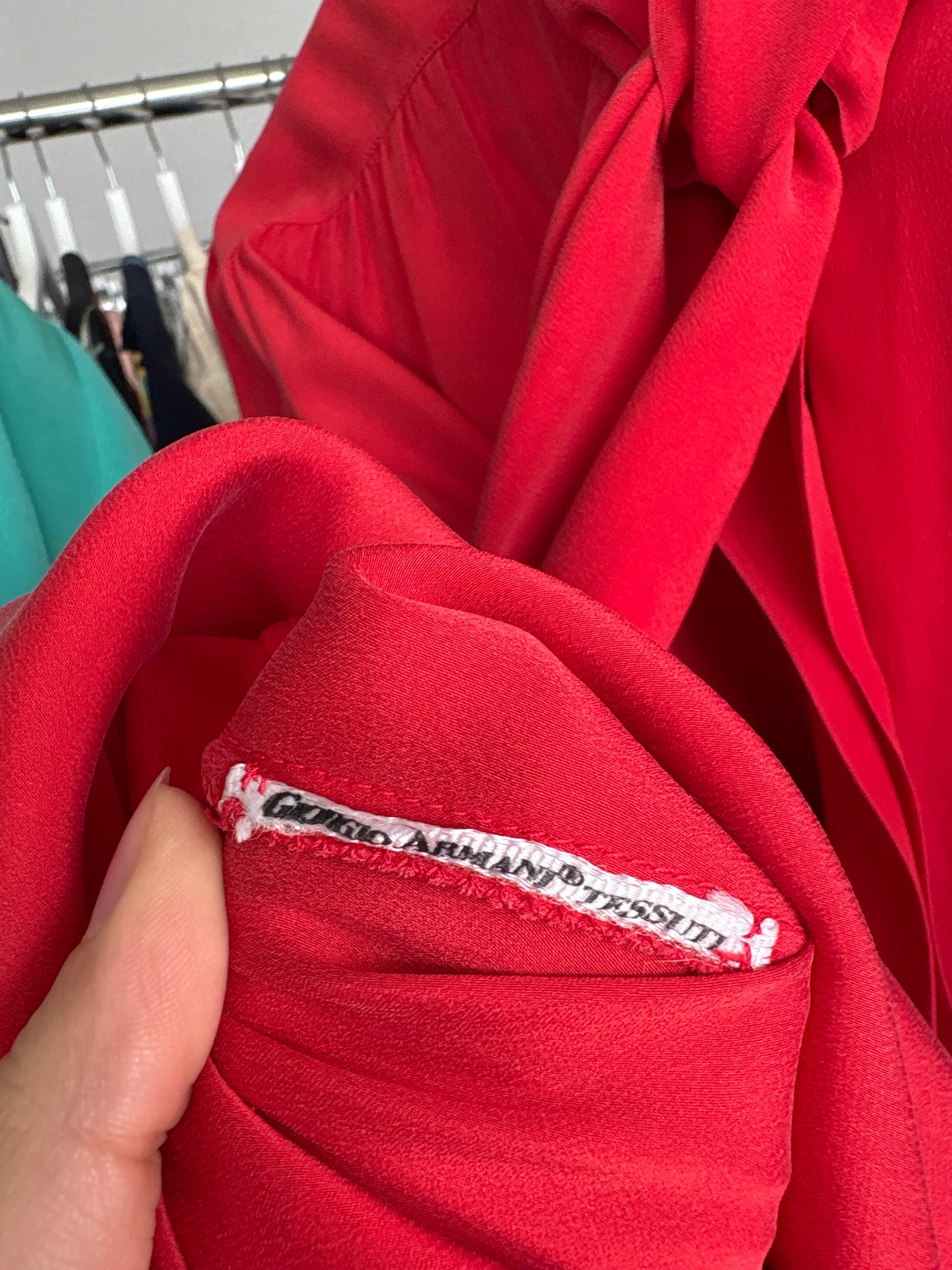 Cămașa Giorgio Armani vintage din mătase naturală cherry red