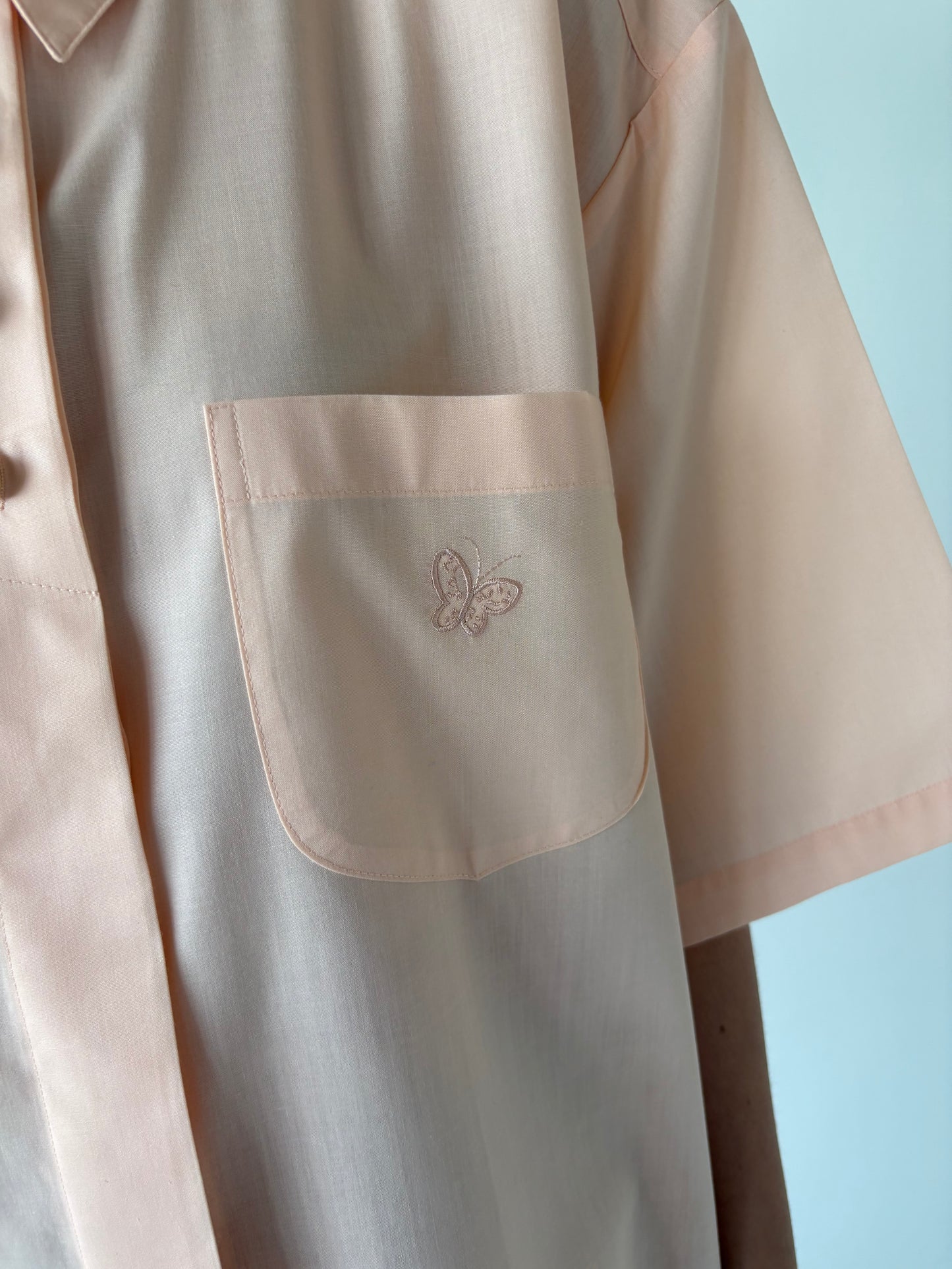 Cămașa vintage champagne orange din poplin de bumbac structurat