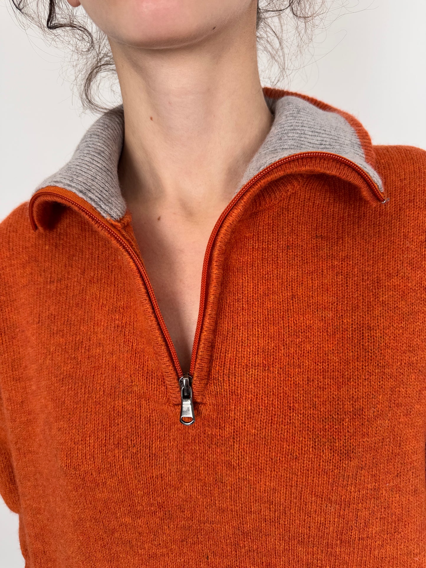 Maleta tall rust orange italiană 70% lana extrafina de gramaj mare
