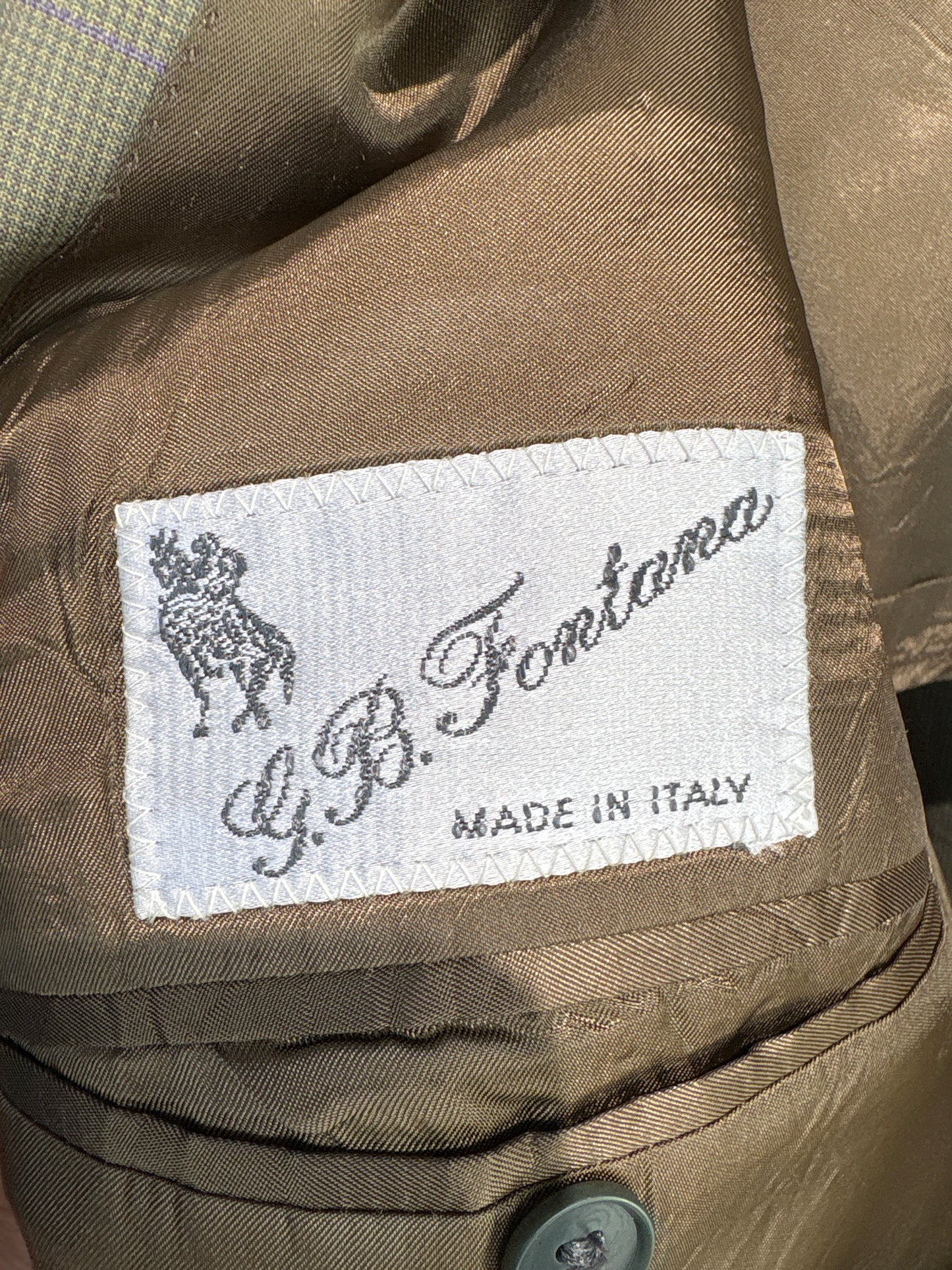 Sacou italian kaki din lana pura extrafina certificată în croi actual