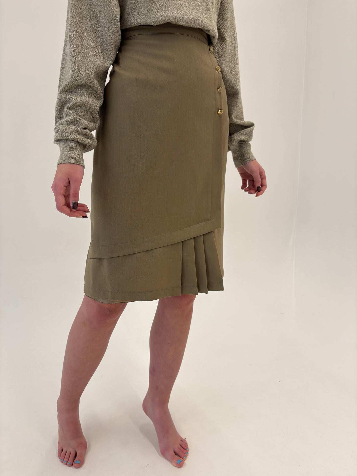 Fustă luxury italiană în croi chic din lana pura extrafina certificată