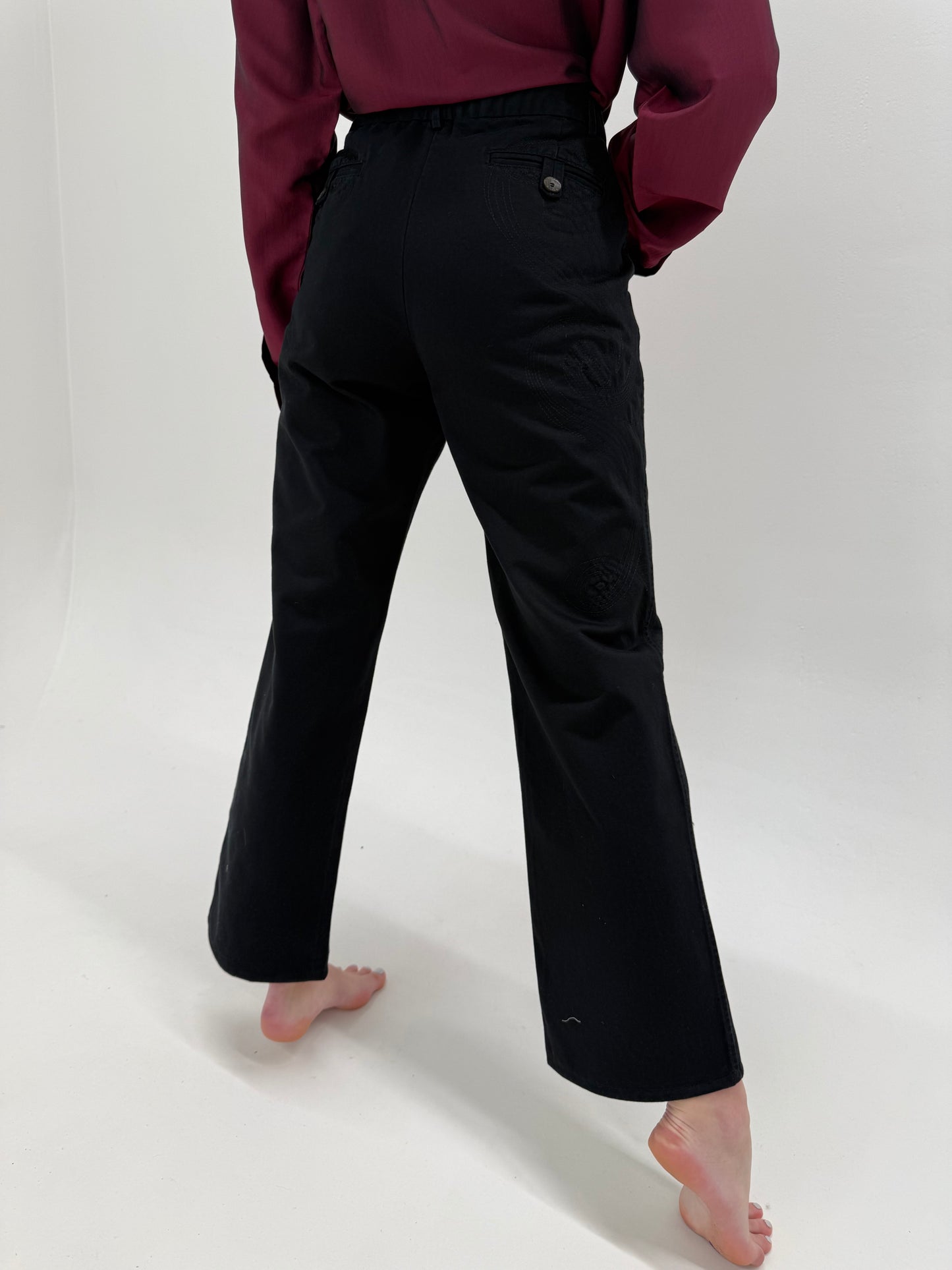 Pantaloni Roberto Cavalli chinos negri din bumbac premium