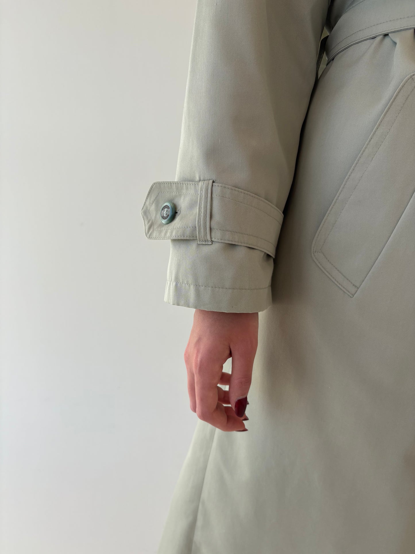 Trench vintage warm gray impermeabil din gabardină