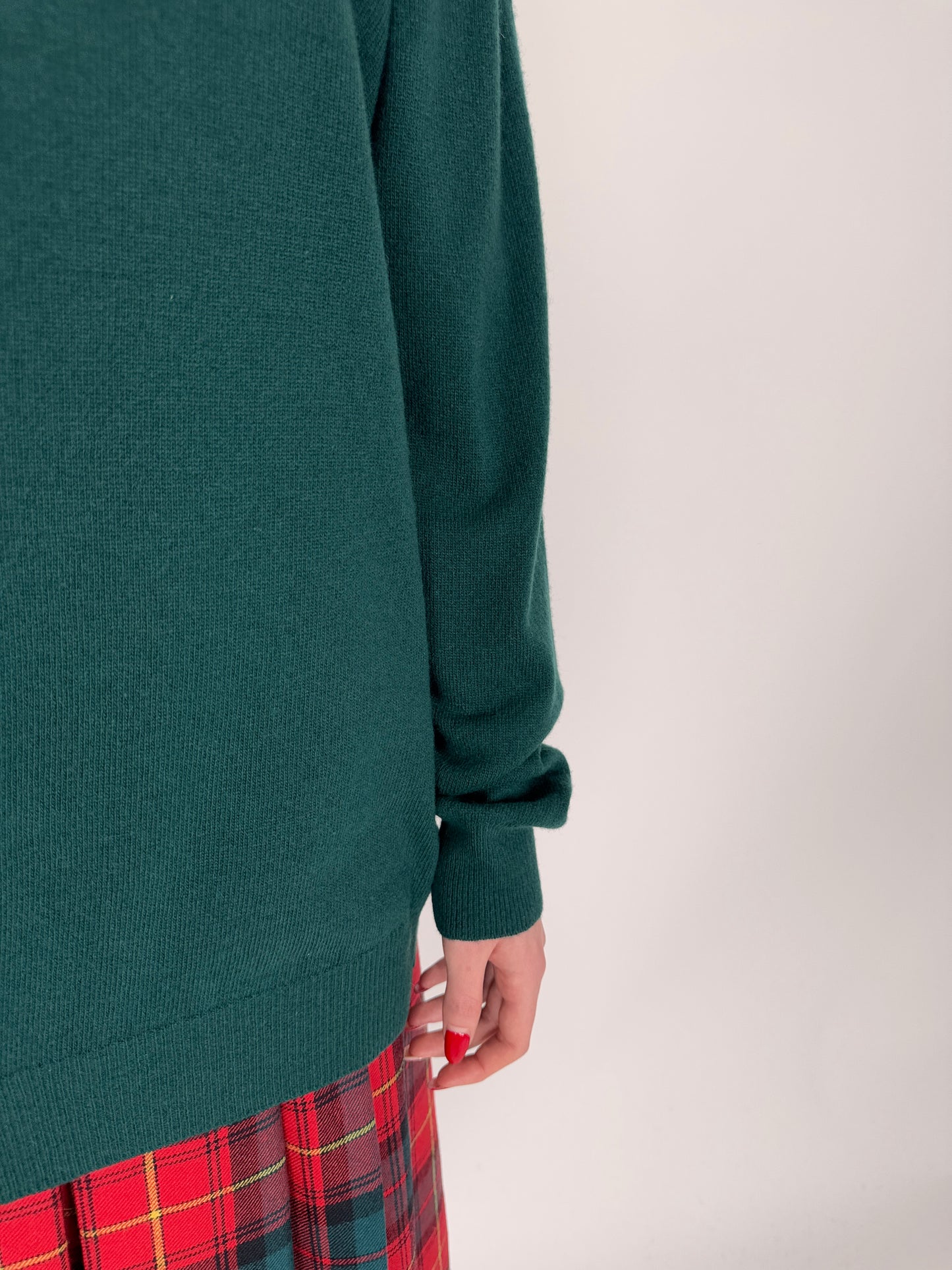 Pulover italian pine green din lana merino extrafina