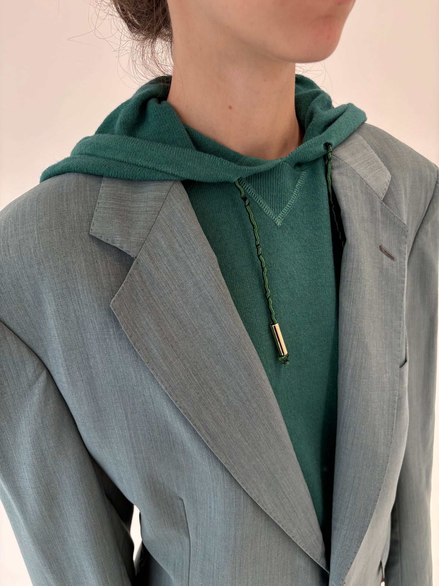 Sacou italian mint green din lana extrafina in croi actual