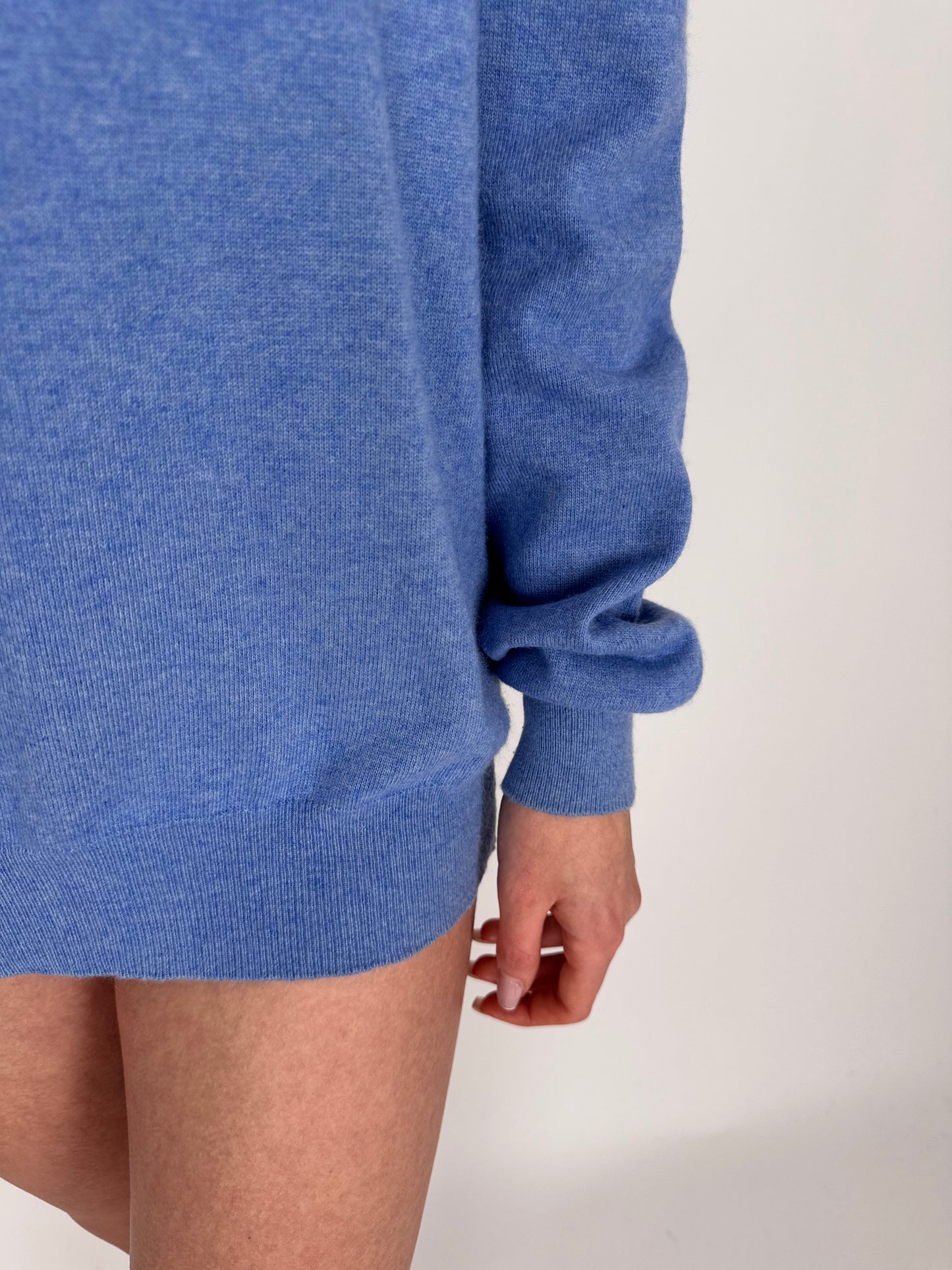 Pulover tall în anchior baby blue din mix de lana cu cașmir