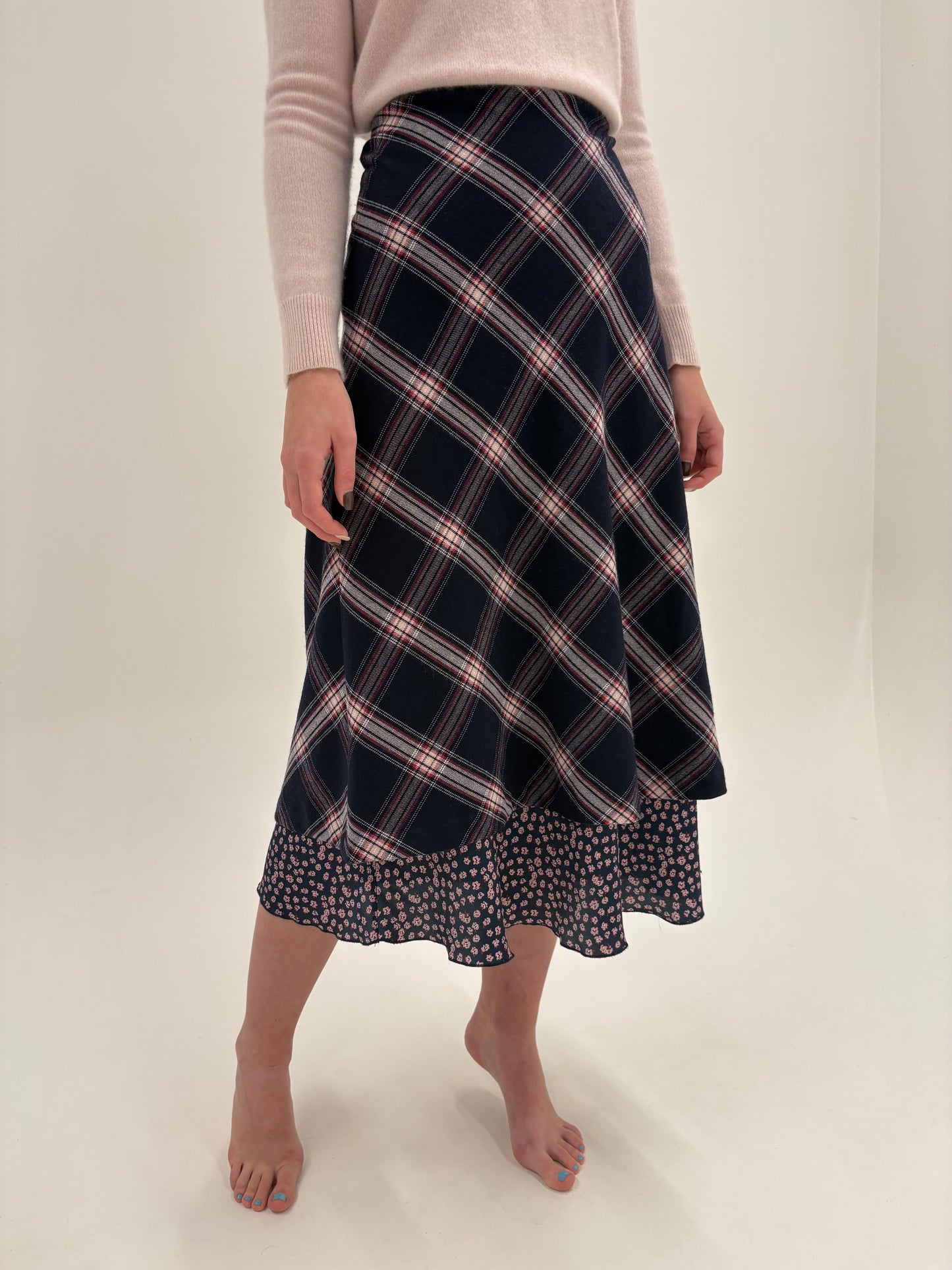 Fustă luxury Ermano Scervino maxi din stofă extrafina în carouri