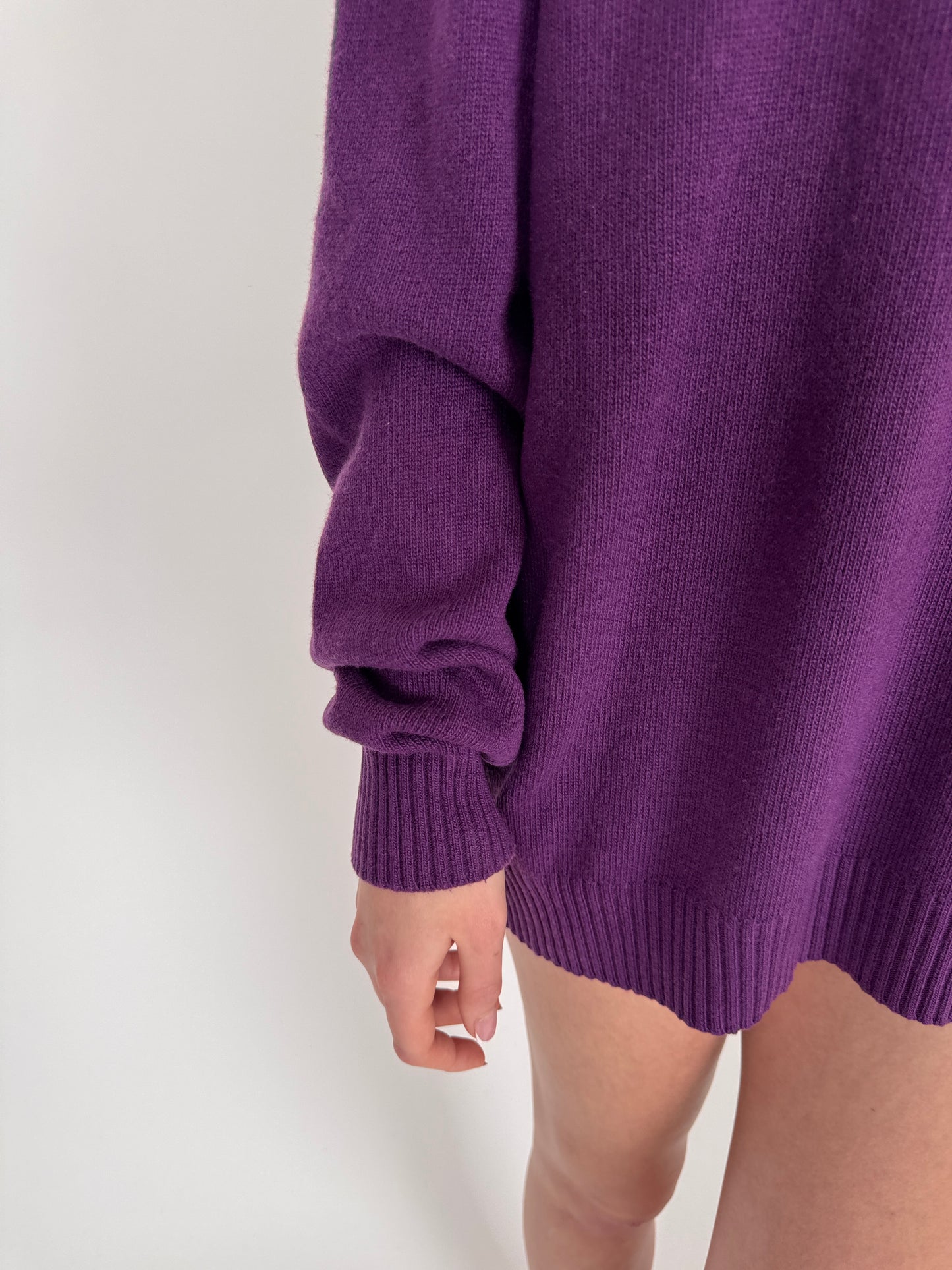 Pulover premium italian lucury purple din lana extrafina și cașmir