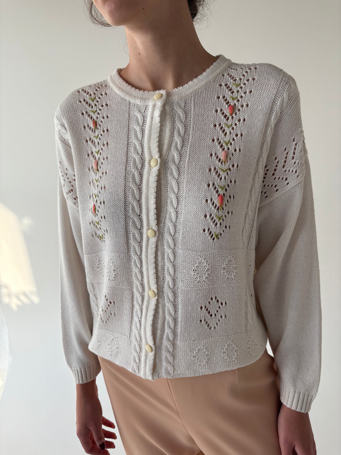 Cardigan vintage cu broderie manuală 3D