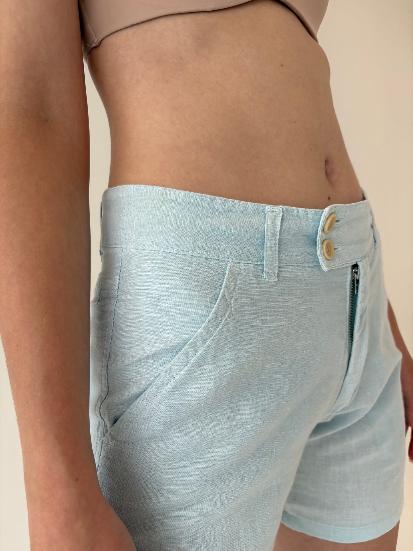 Pantaloni baby blue de brand premium Imperial din in și bumbac