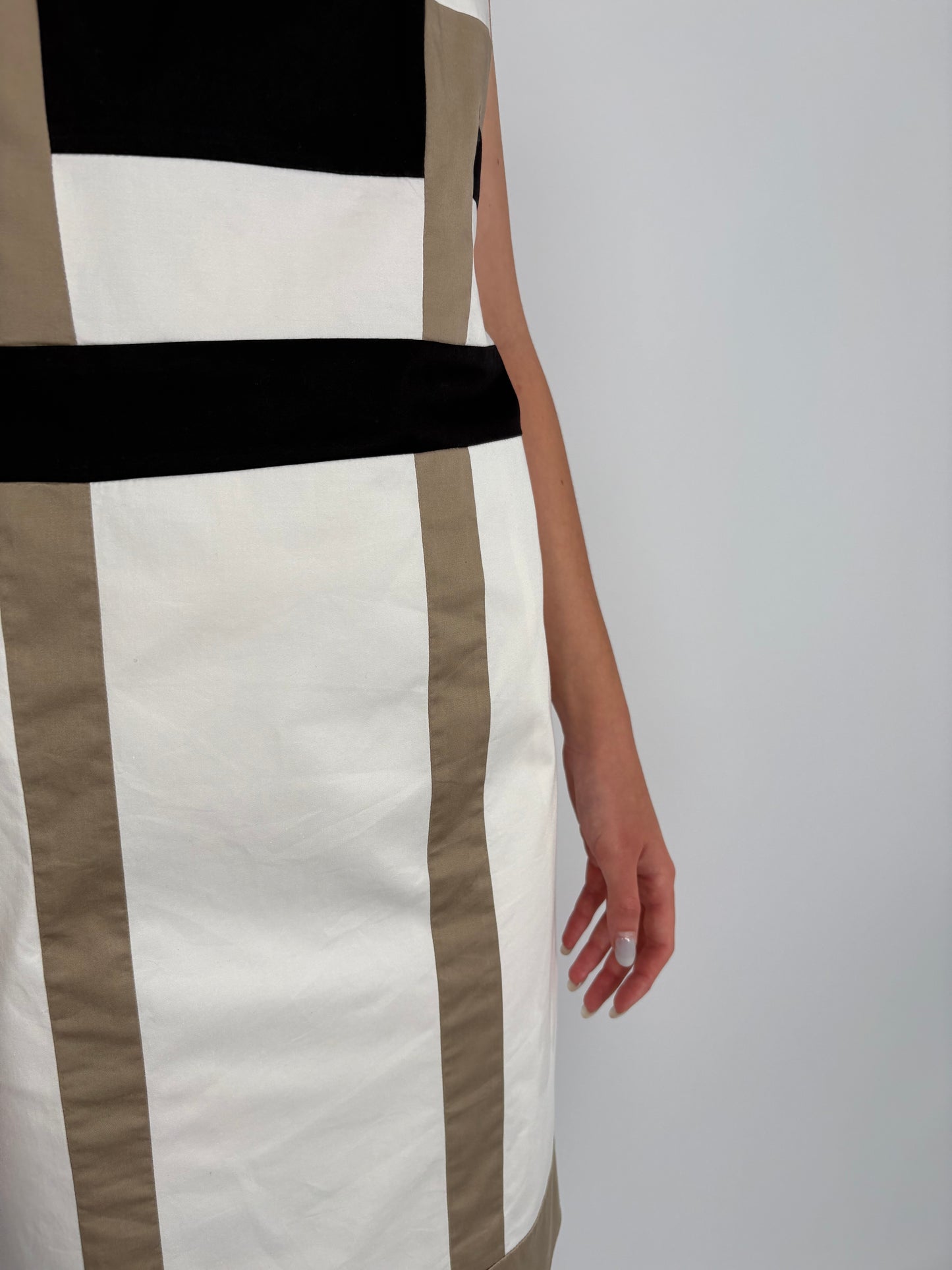 Rochie business colorblock din poplin de bumbac cu ținuta