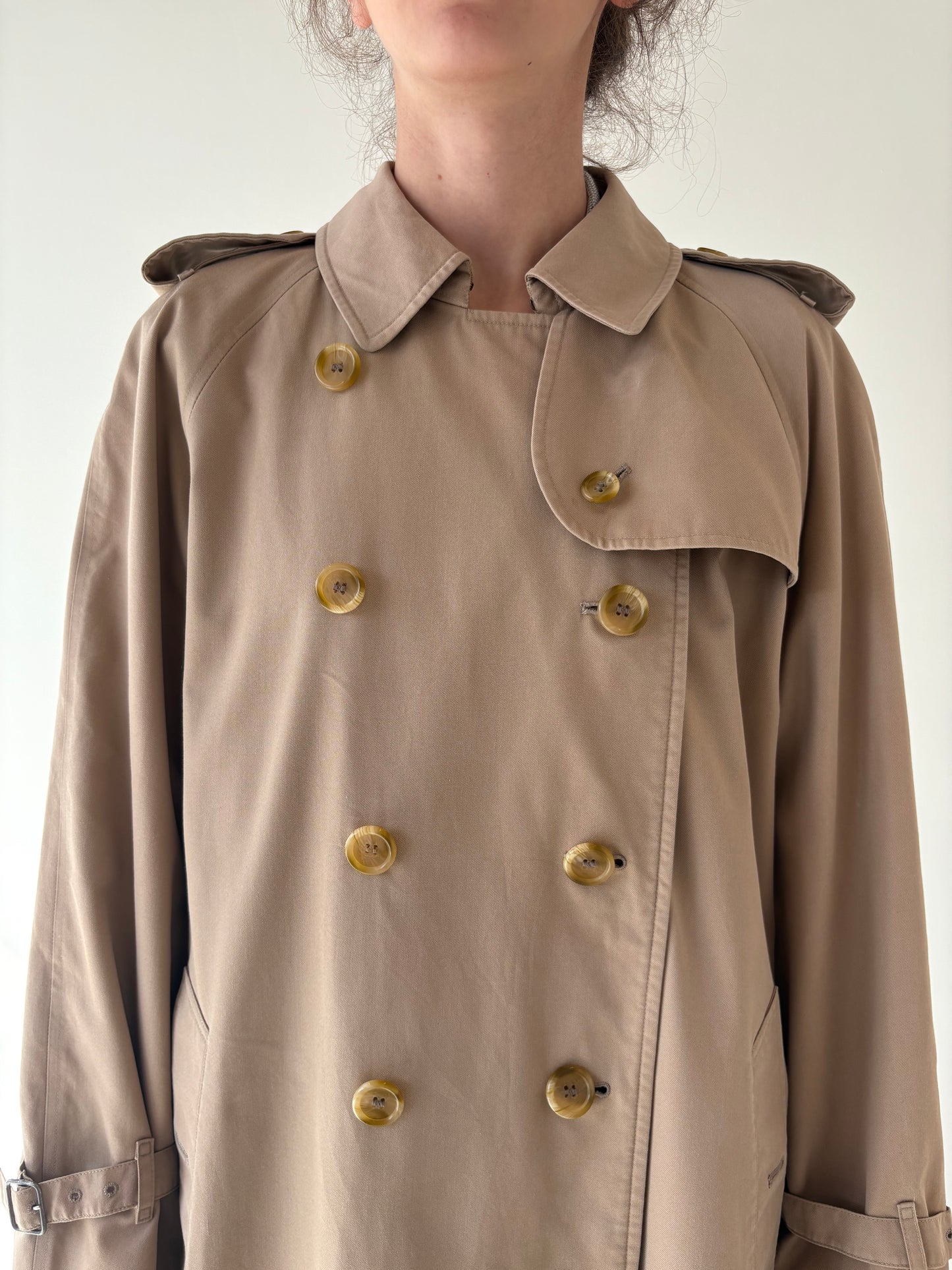 Trench vintage Burberry camel din gabardină