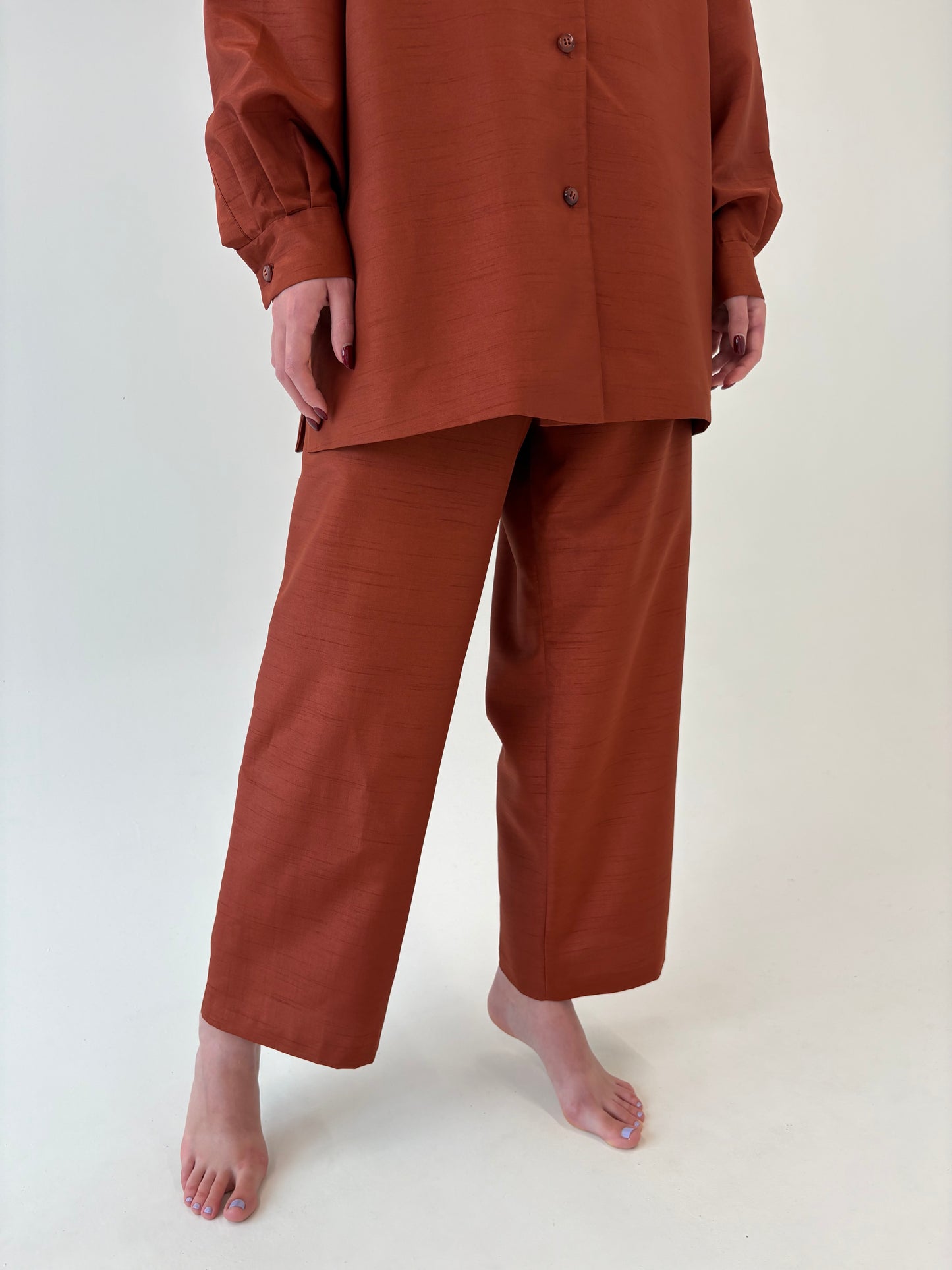 Set vintage rust orange din tafta groasă texturată