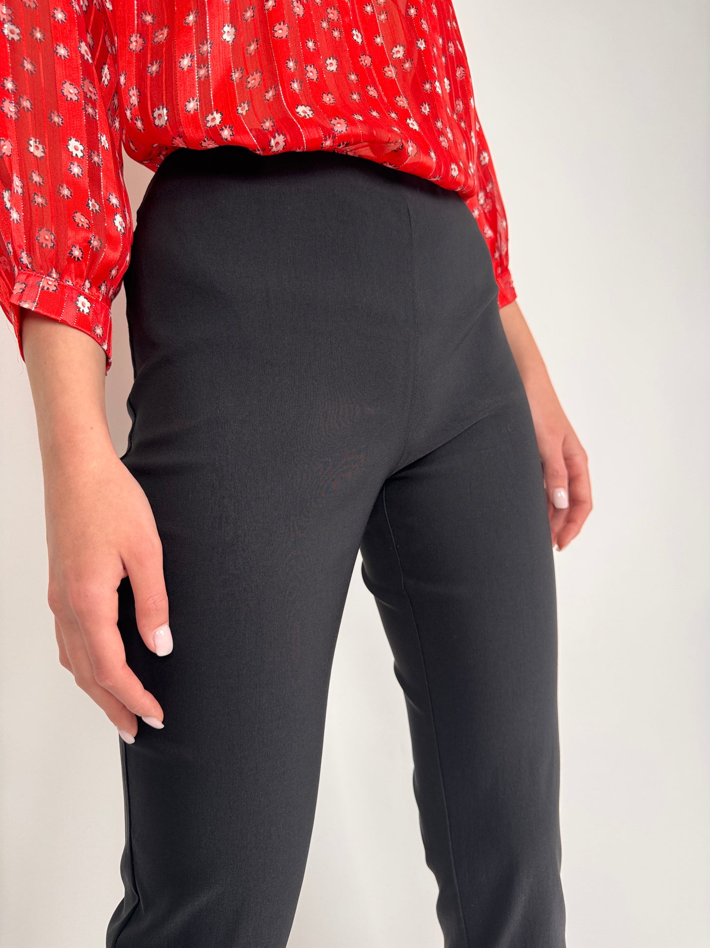 Pantaloni vintage cu franjuri din mărgele negri modelatori
