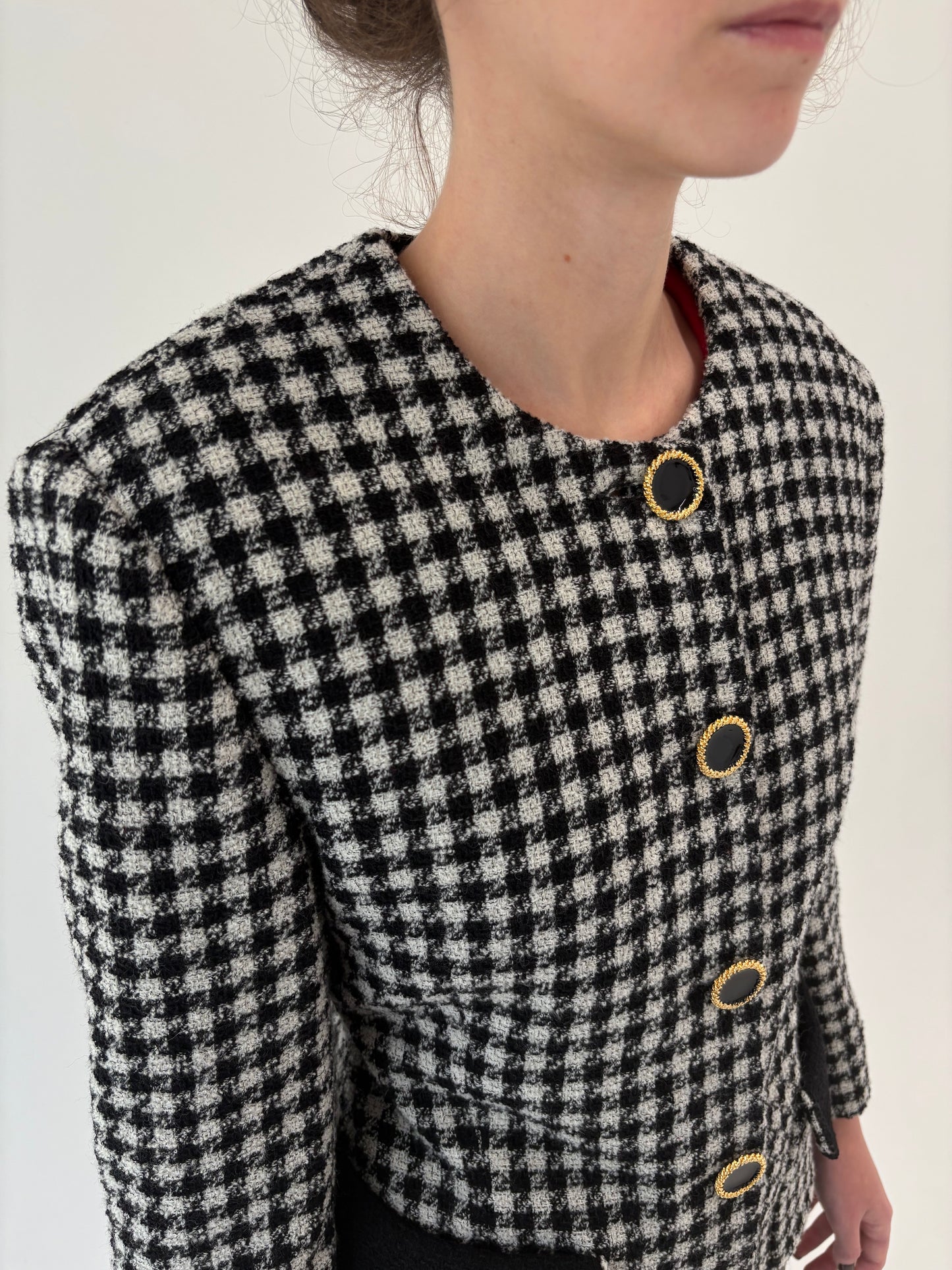Sacou vintage italian in stil Chanel din tweed excepțional de lana