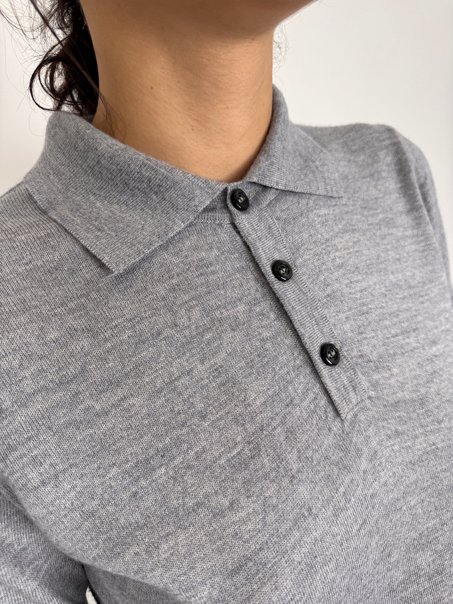 Pulover polo italian cloud gray din lana extrafina