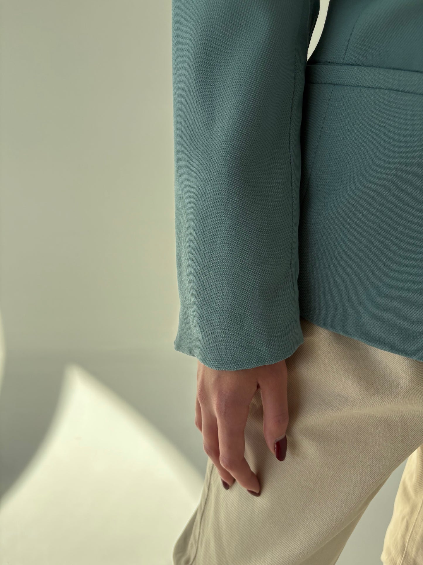 Sacou super premium italian ușor cambrat baby blue din lana excepțională