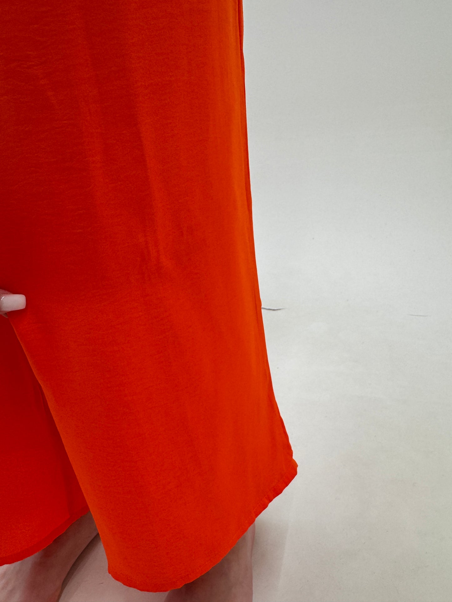 Pantaloni electric orange palazzo tall super vaporoși și ușor satinați