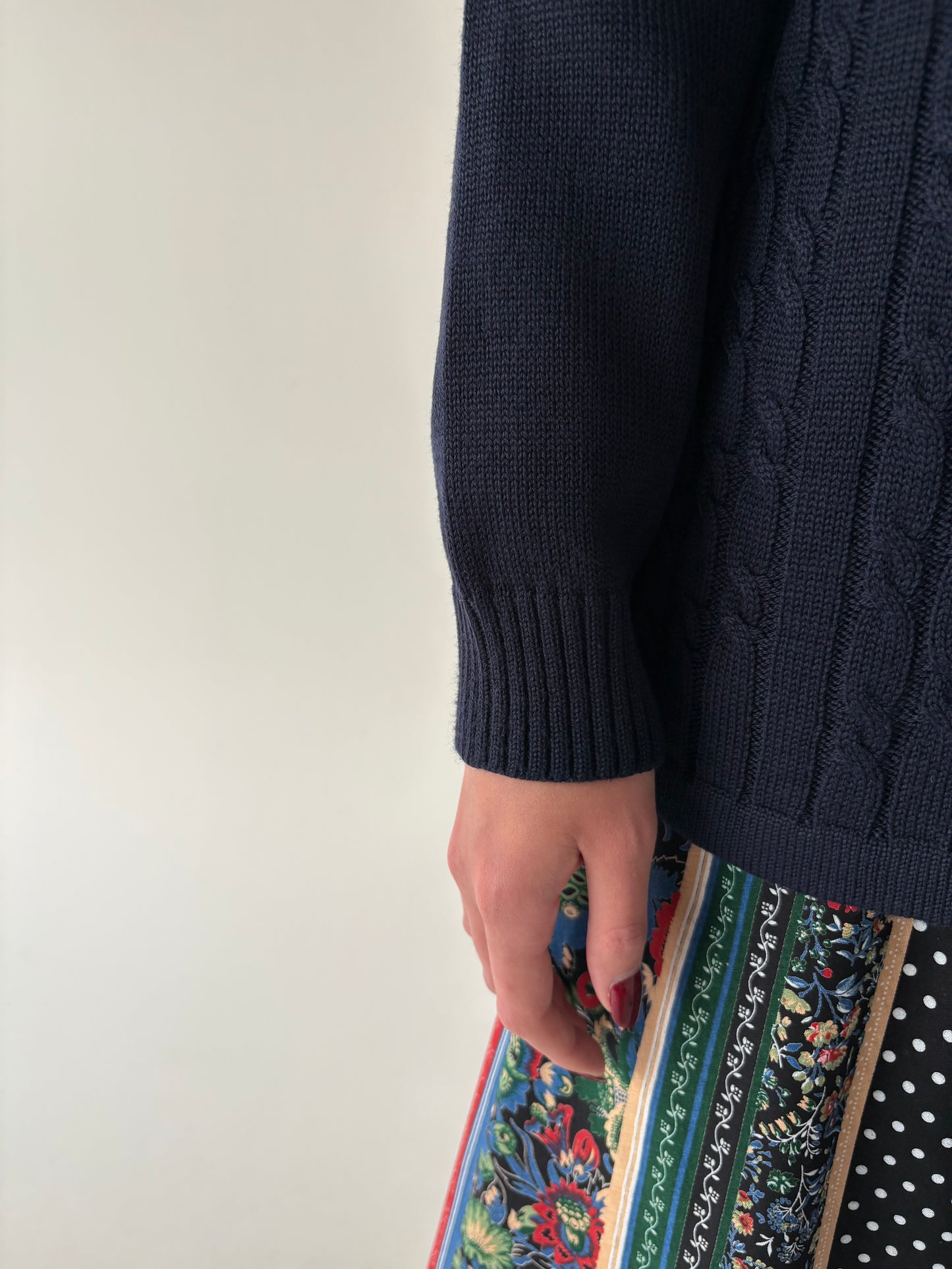 Cardigan vinatge Navy blue cu torsade din lana extrafina de gramaj mare
