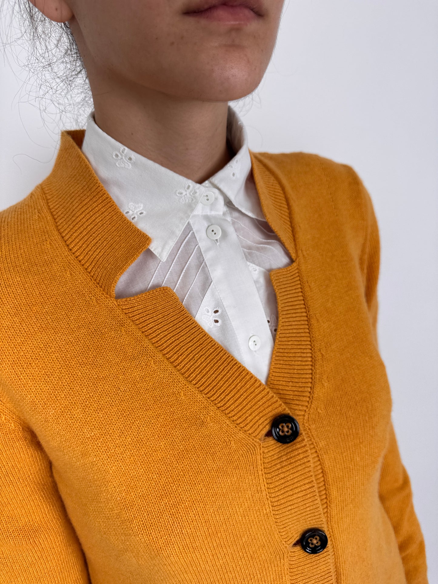 Cardigan italian amber yellow din lana extrafina cu cașmir
